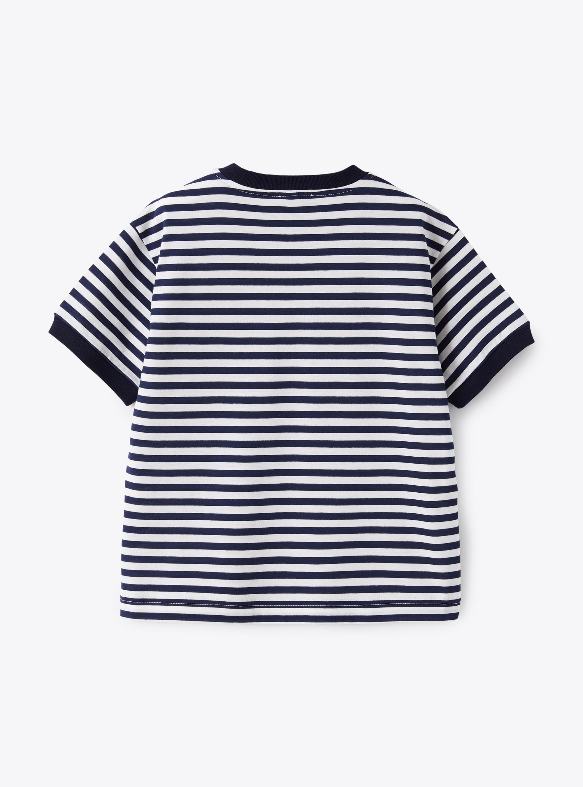 Striped T-shirt with red detail - Blue | Il Gufo