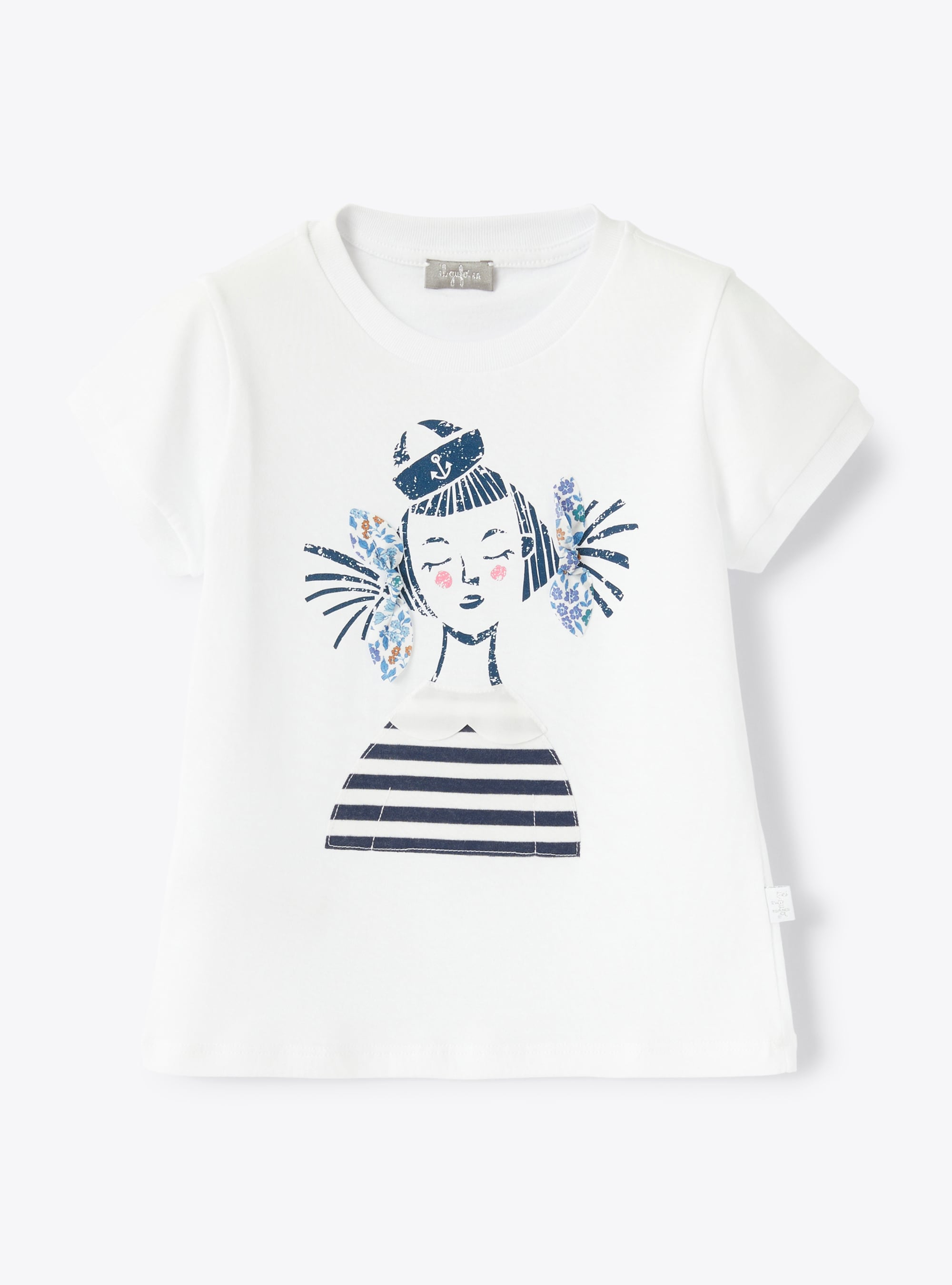 Kurzärmeliges T-Shirt mit aufgedrucktem Mädchen - Weiss | Il Gufo