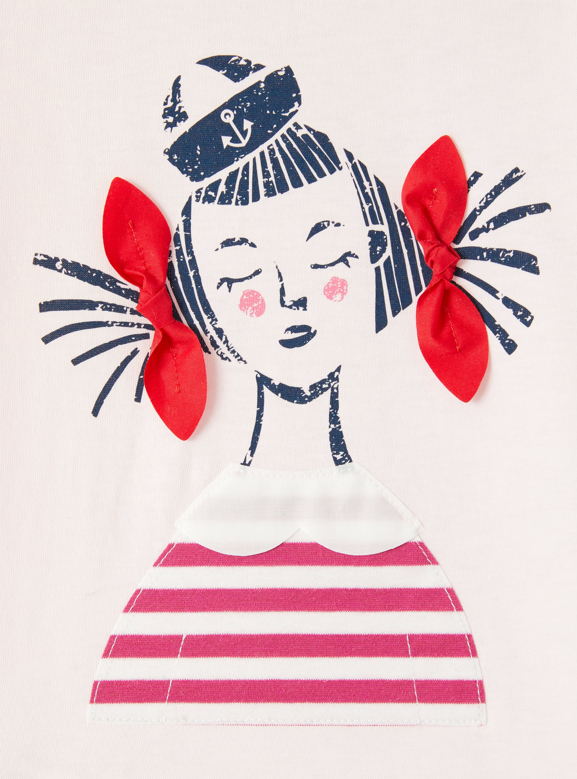 Kurzärmeliges T-Shirt mit aufgedrucktem Mädchen - Rose | Il Gufo