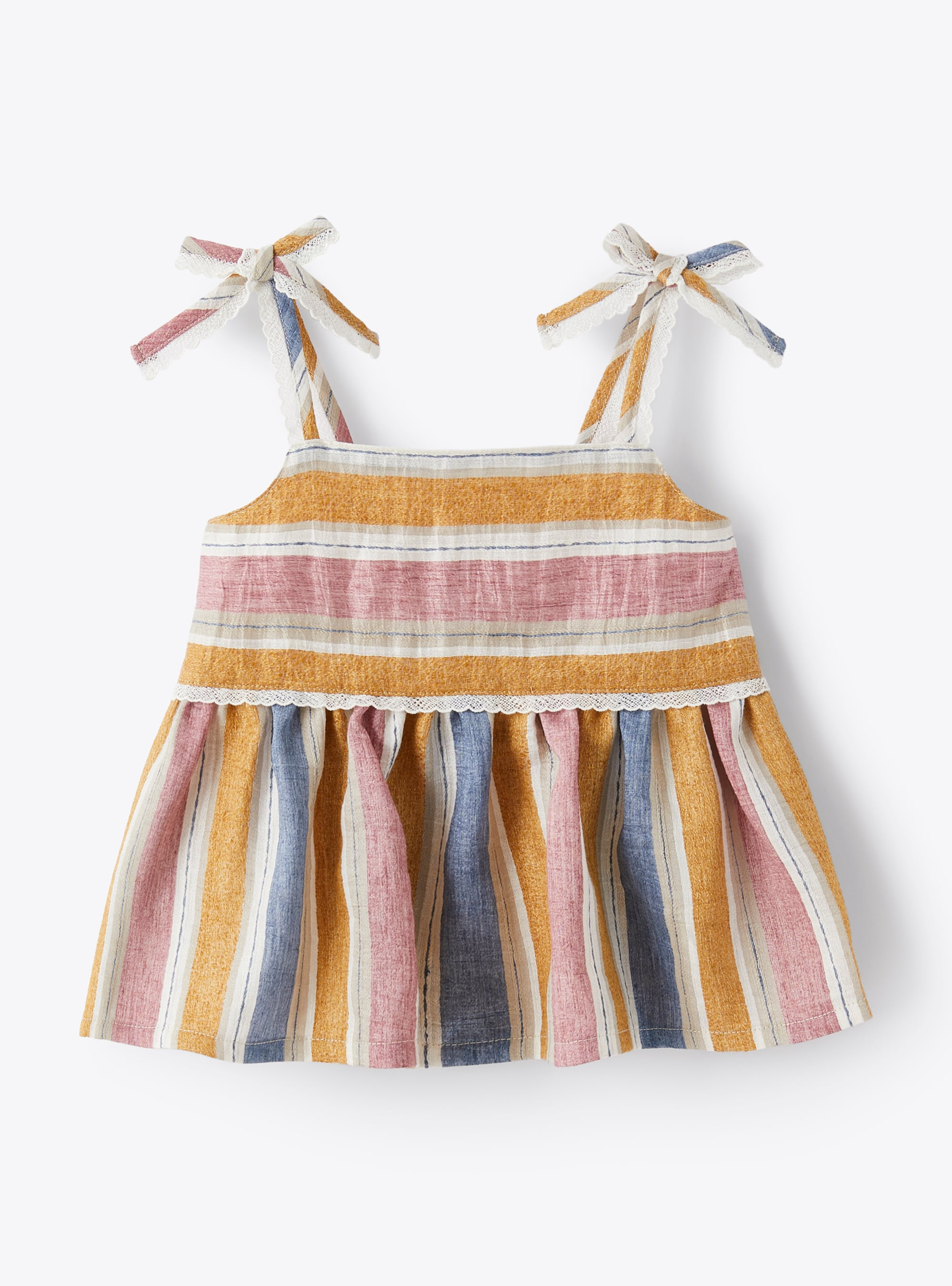 Top in a striped linen blend - Yellow | Il Gufo
