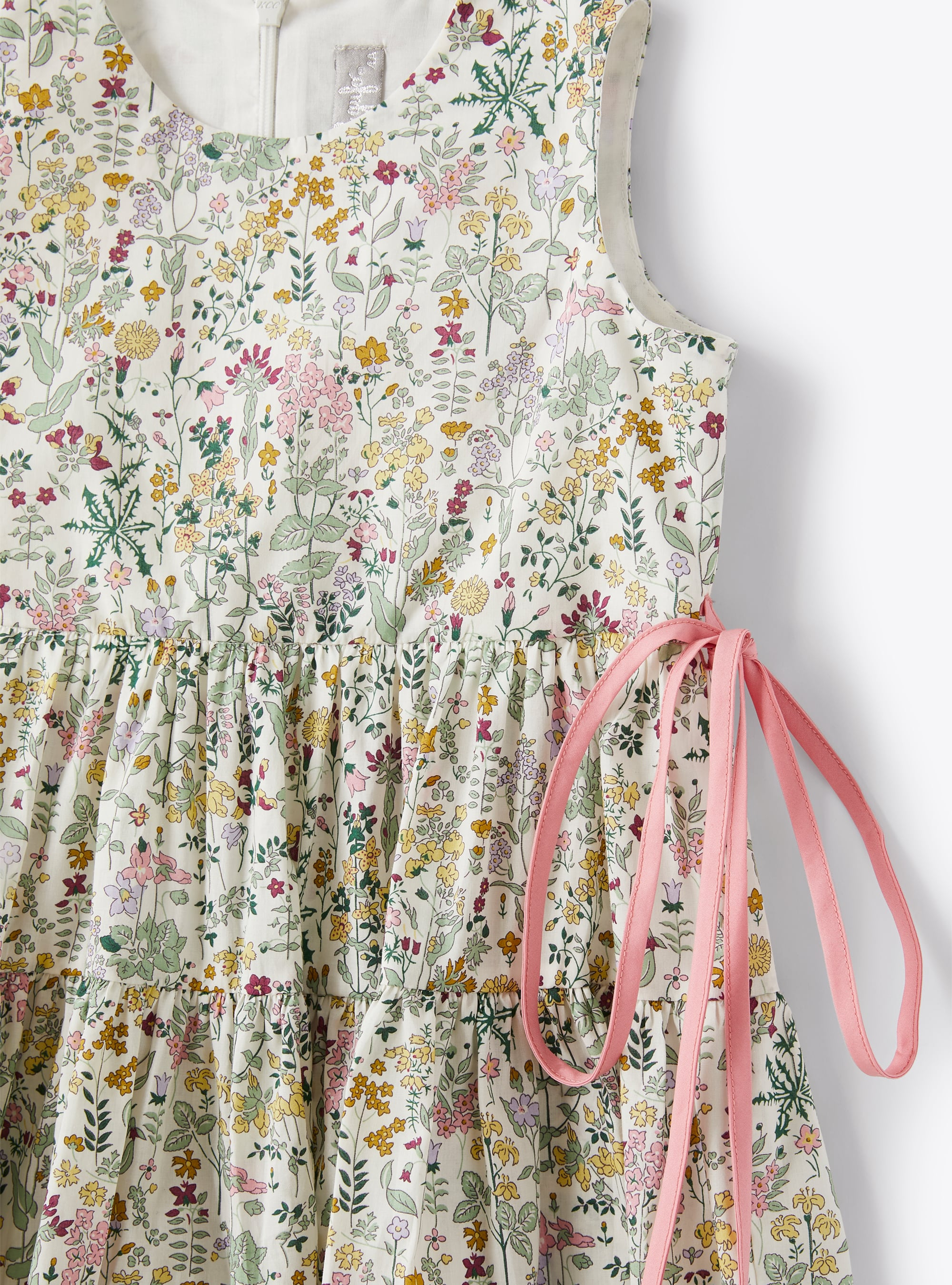 Sleeveless dress in Liberty Fabrics cotton - Yellow | Il Gufo