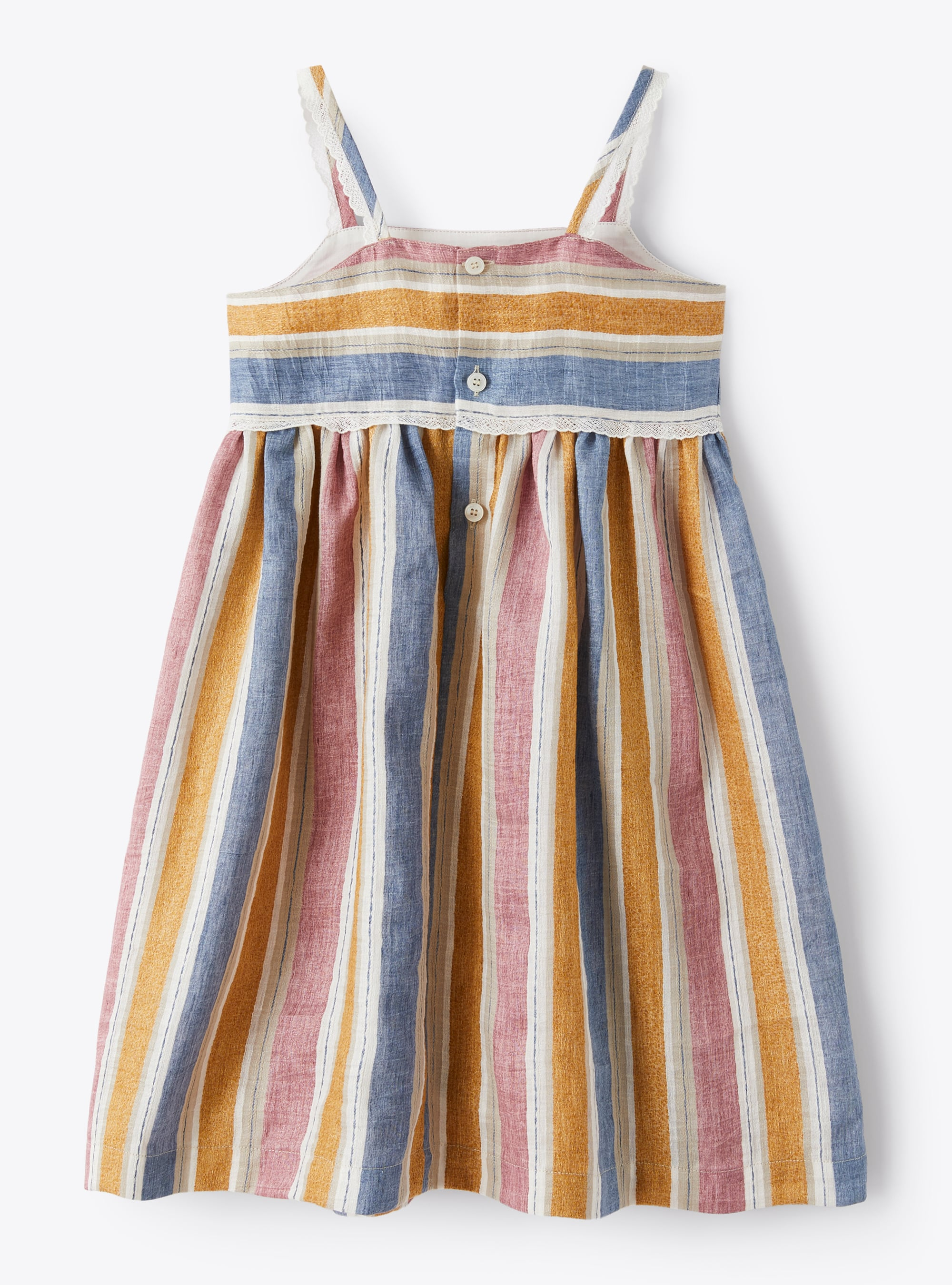 Dress in a striped linen blend - Yellow | Il Gufo