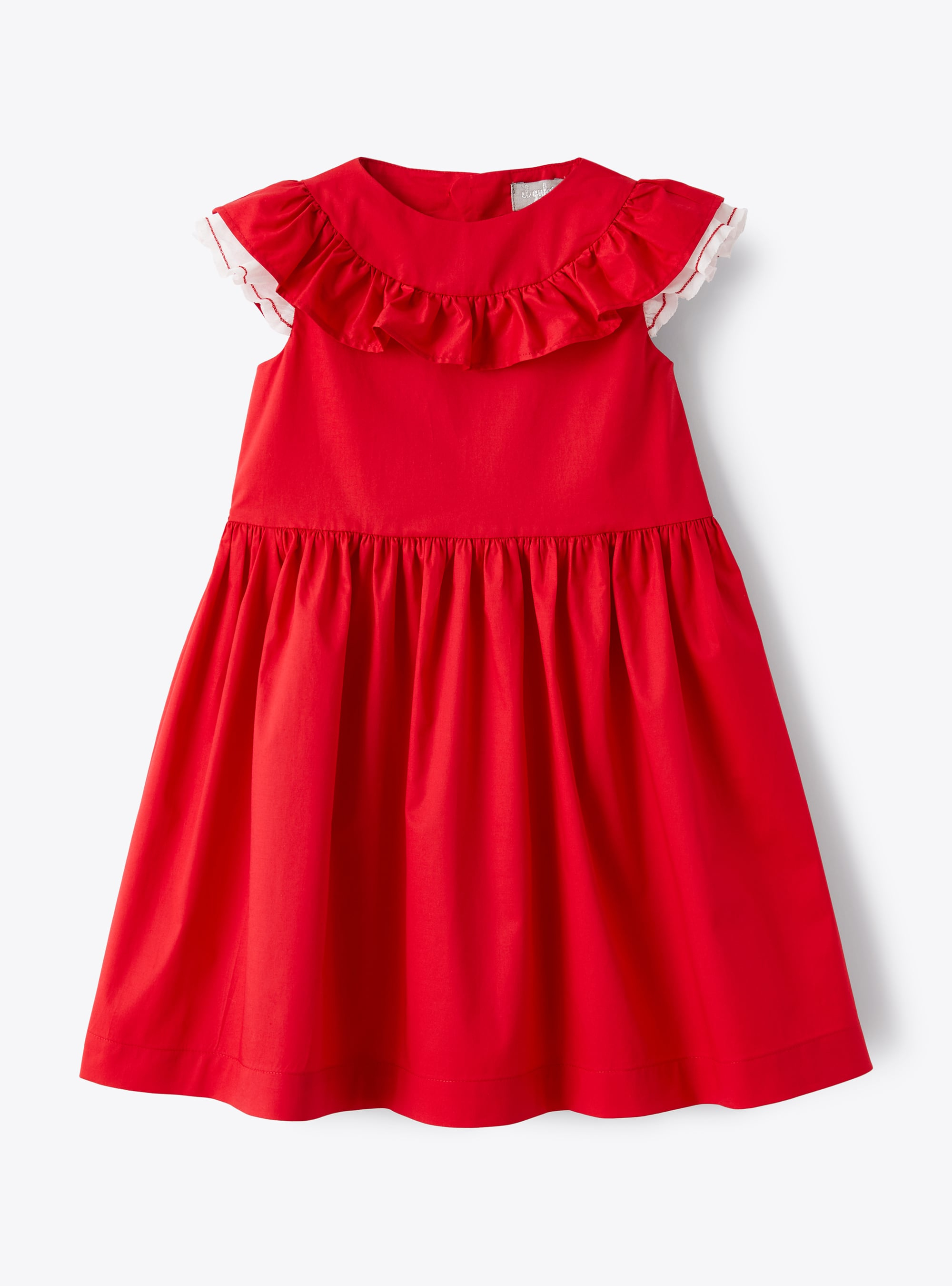 Kleid aus Baumwollsatin mit Volant - Rot | Il Gufo