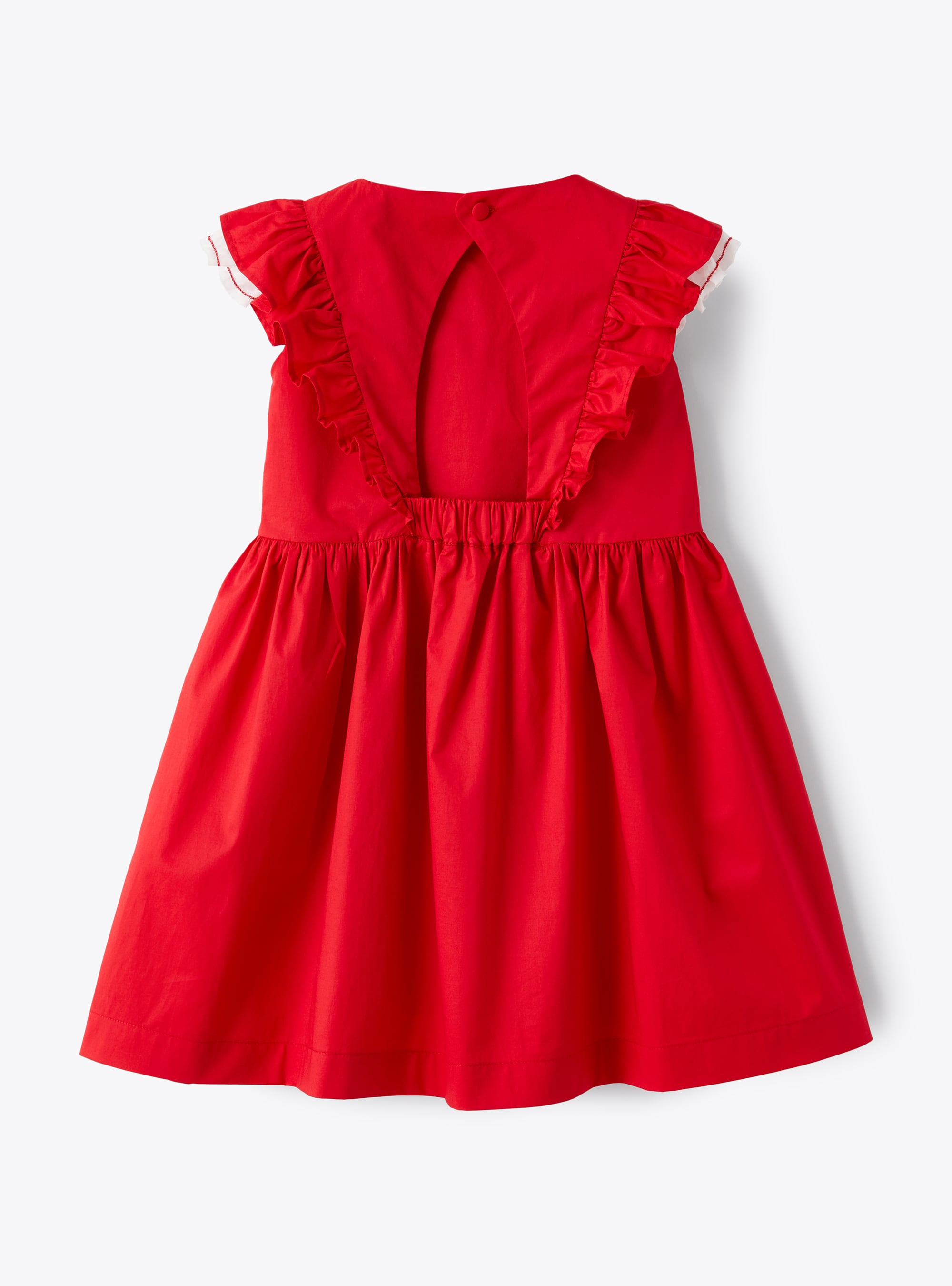 Sateen dress with ruffle detail - Red | Il Gufo