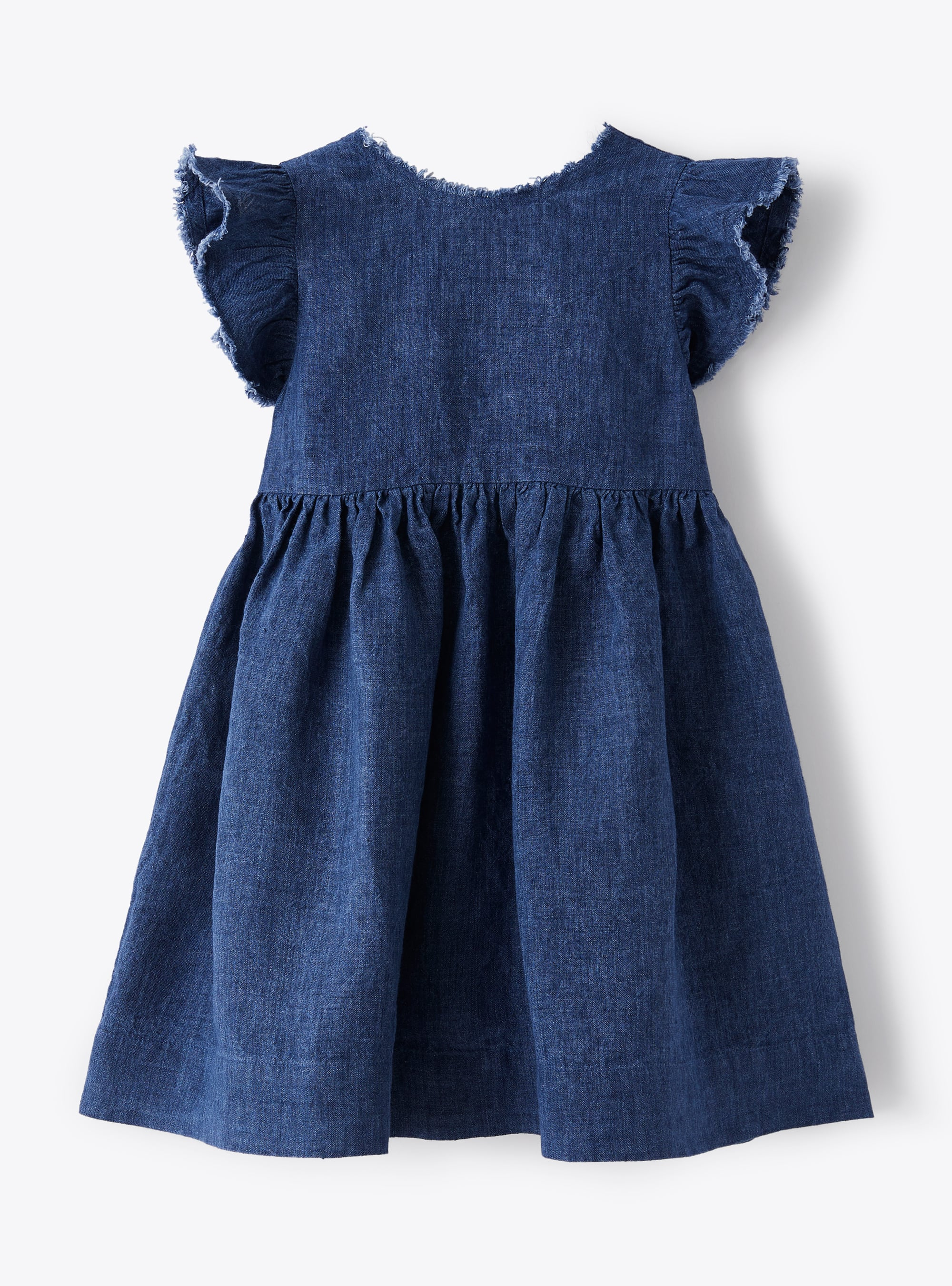 Dress in blue linen with bow - Dresses - Il Gufo