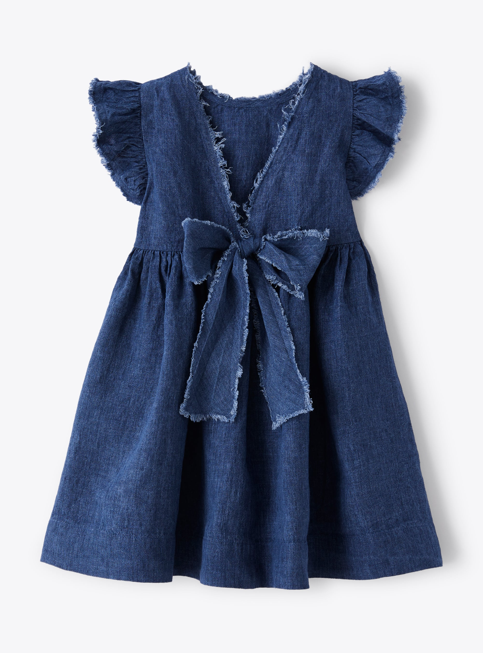 Robe en lin bleu avec nœud - Bleu | Il Gufo