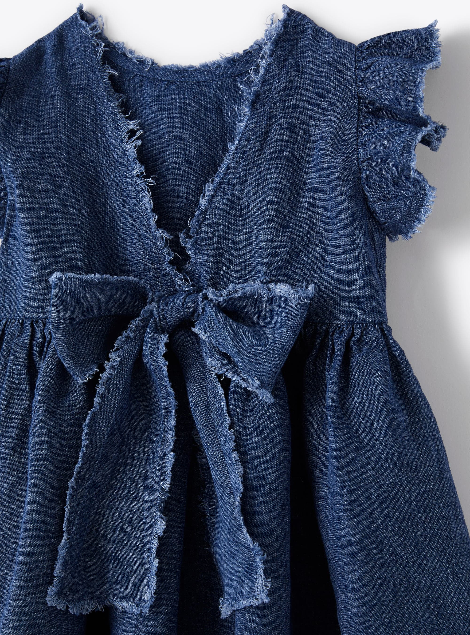 Robe en lin bleu avec nœud - Bleu | Il Gufo