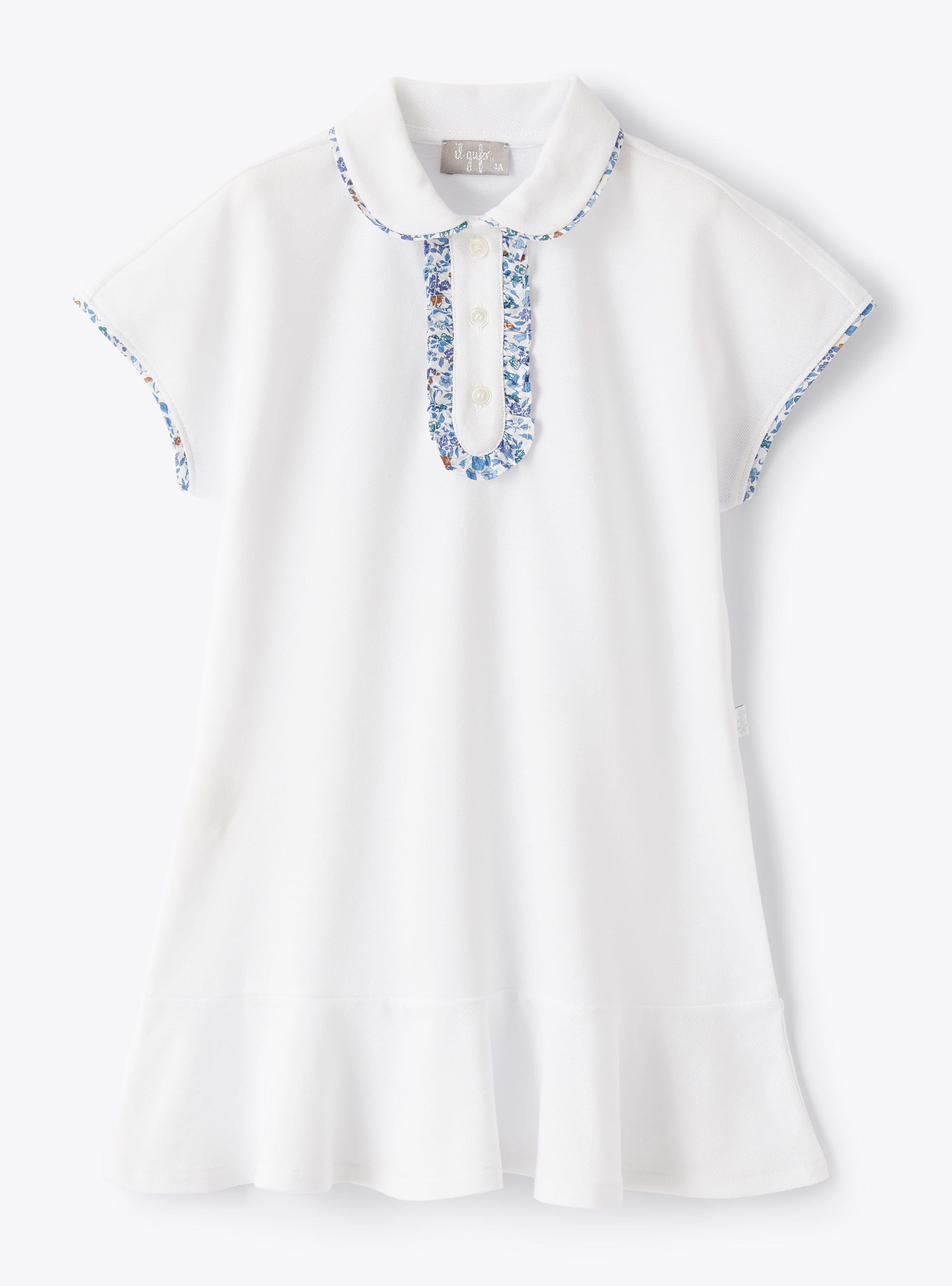 Dress in piqué with floral edges - White | Il Gufo