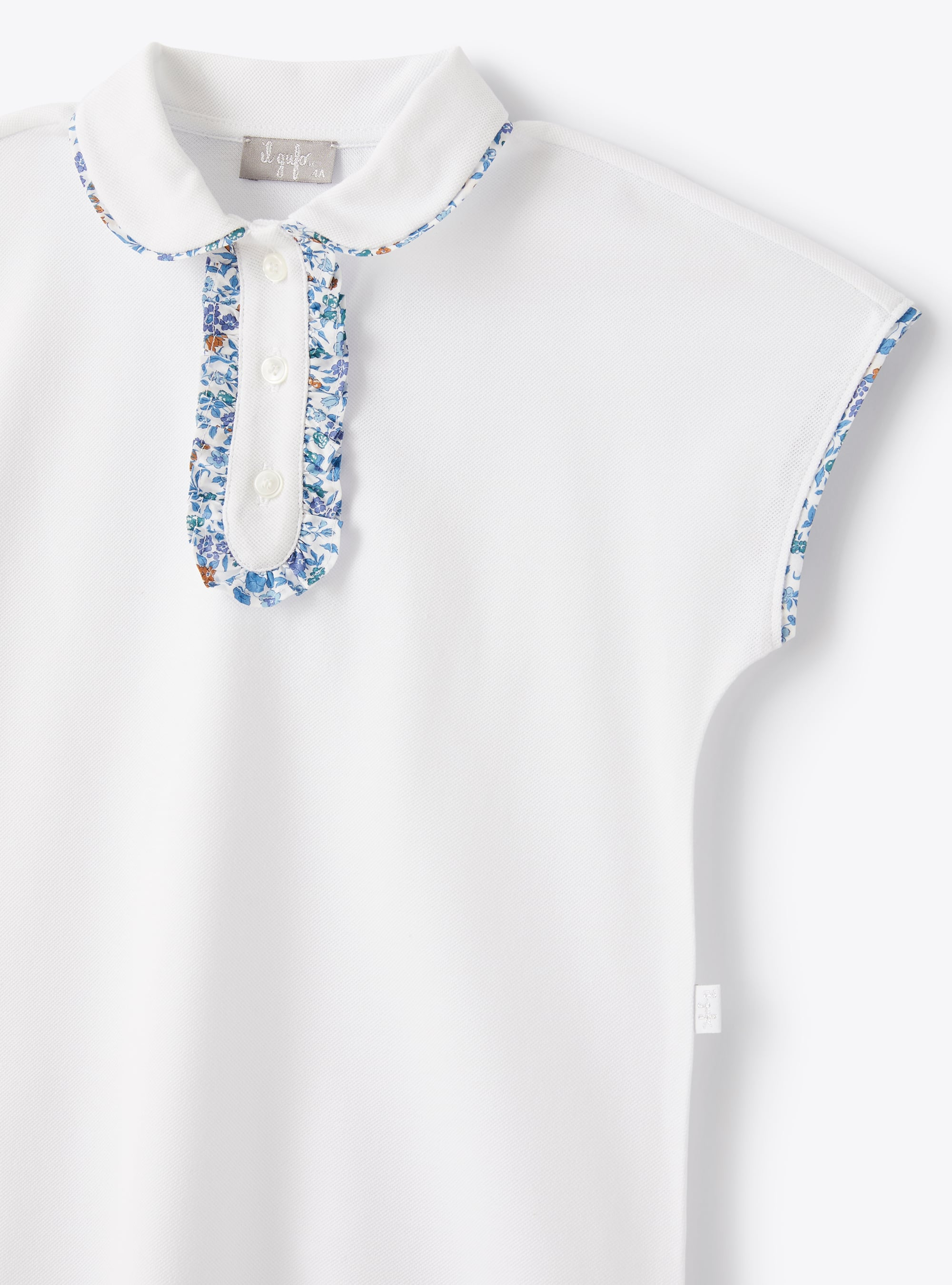 Dress in piqué with floral edges - White | Il Gufo