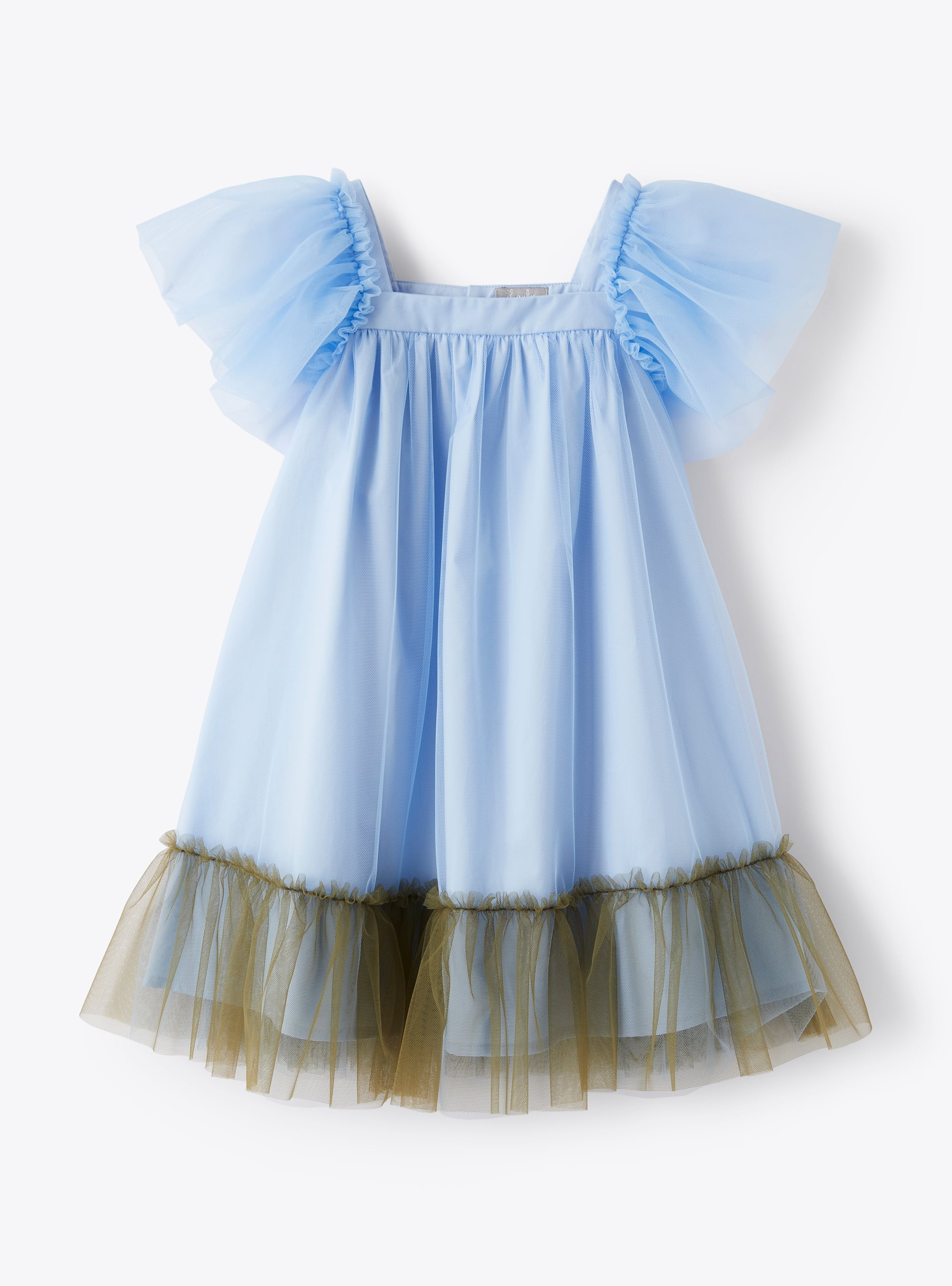 Dress in two-tone tulle - Light blue | Il Gufo