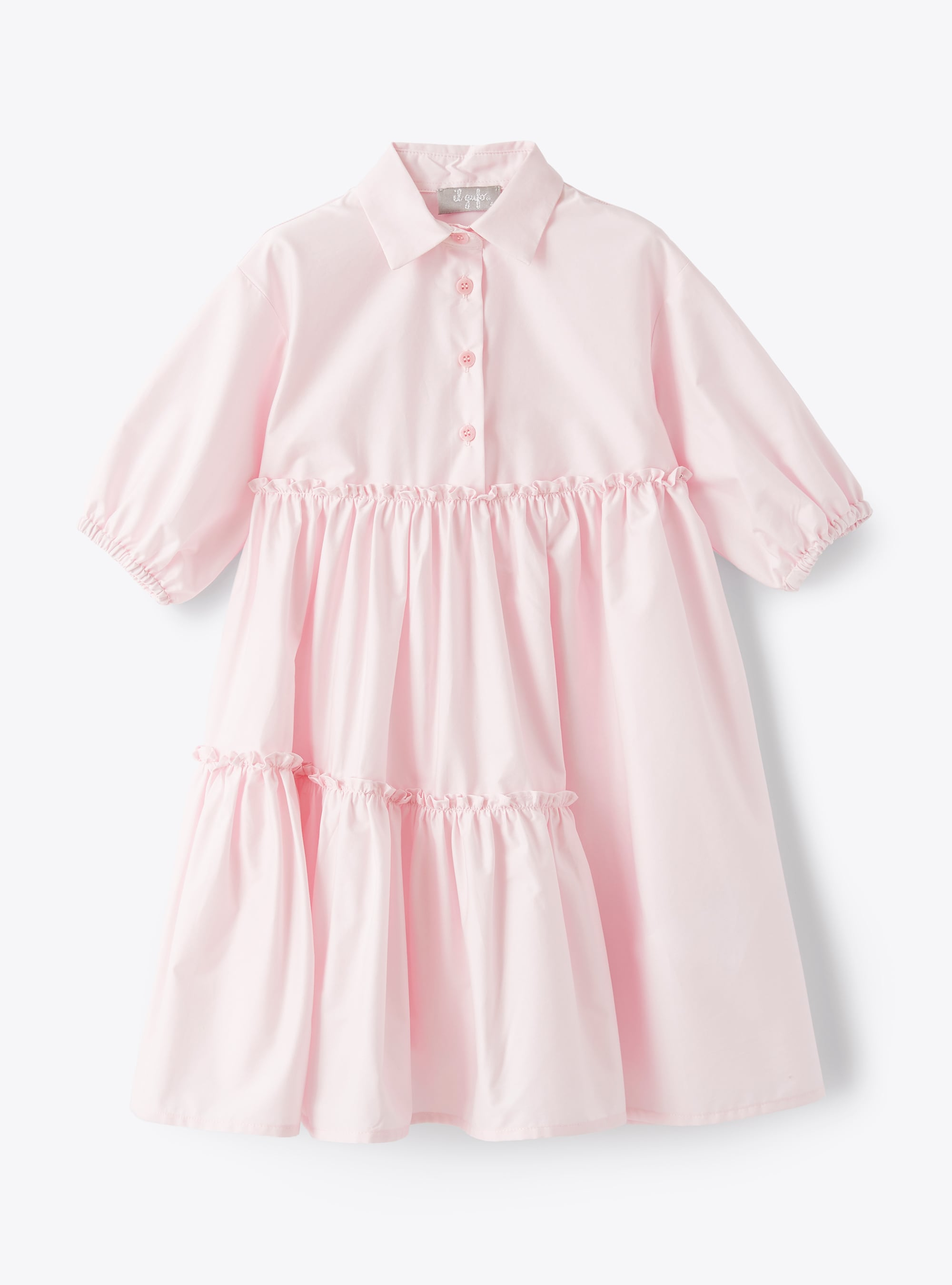 Tiered dress in sateen with ruffles - Dresses - Il Gufo