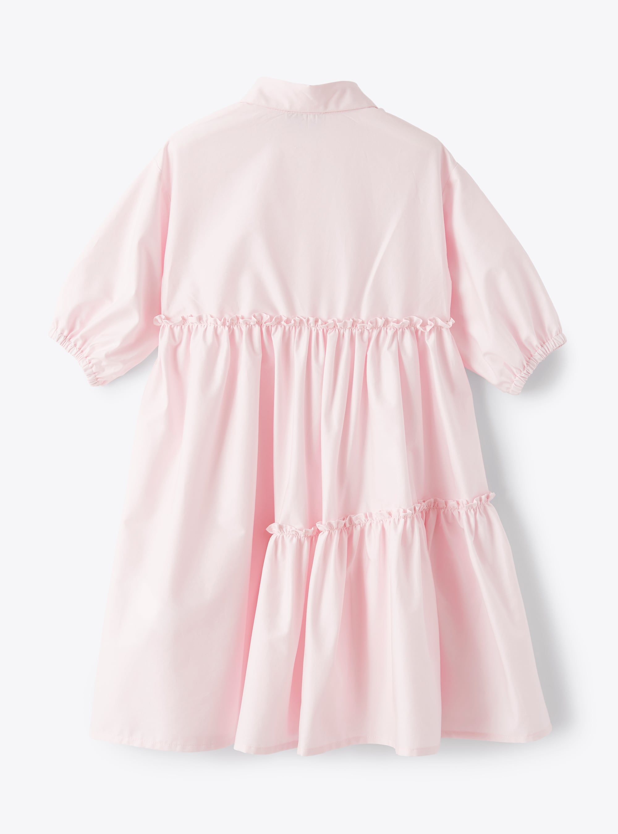 Tiered dress in sateen with ruffles - Pink | Il Gufo