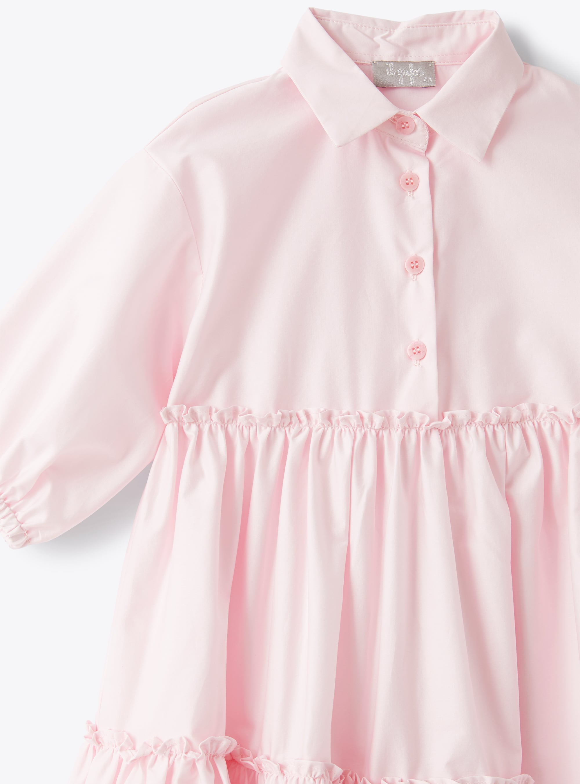 Tiered dress in sateen with ruffles - Pink | Il Gufo