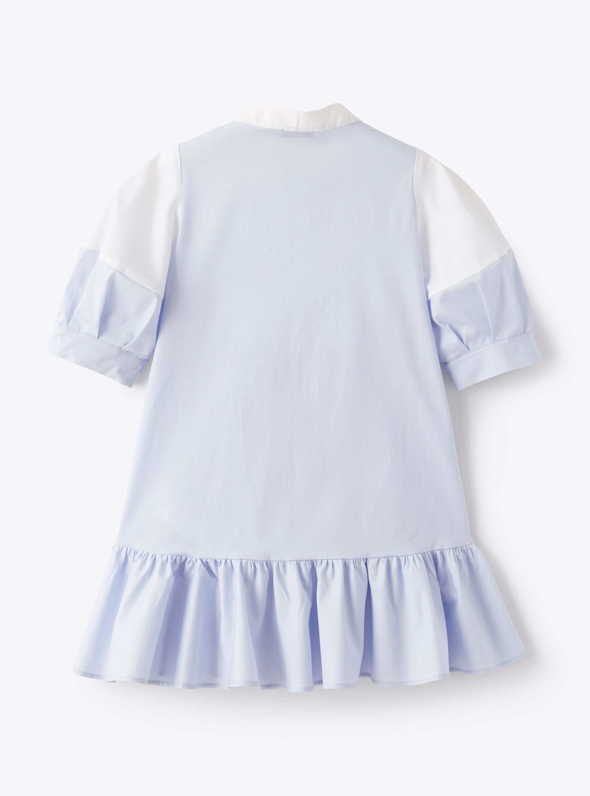 Zweifarbiges Kleid aus Baumwollsatin - Hellblau | Il Gufo