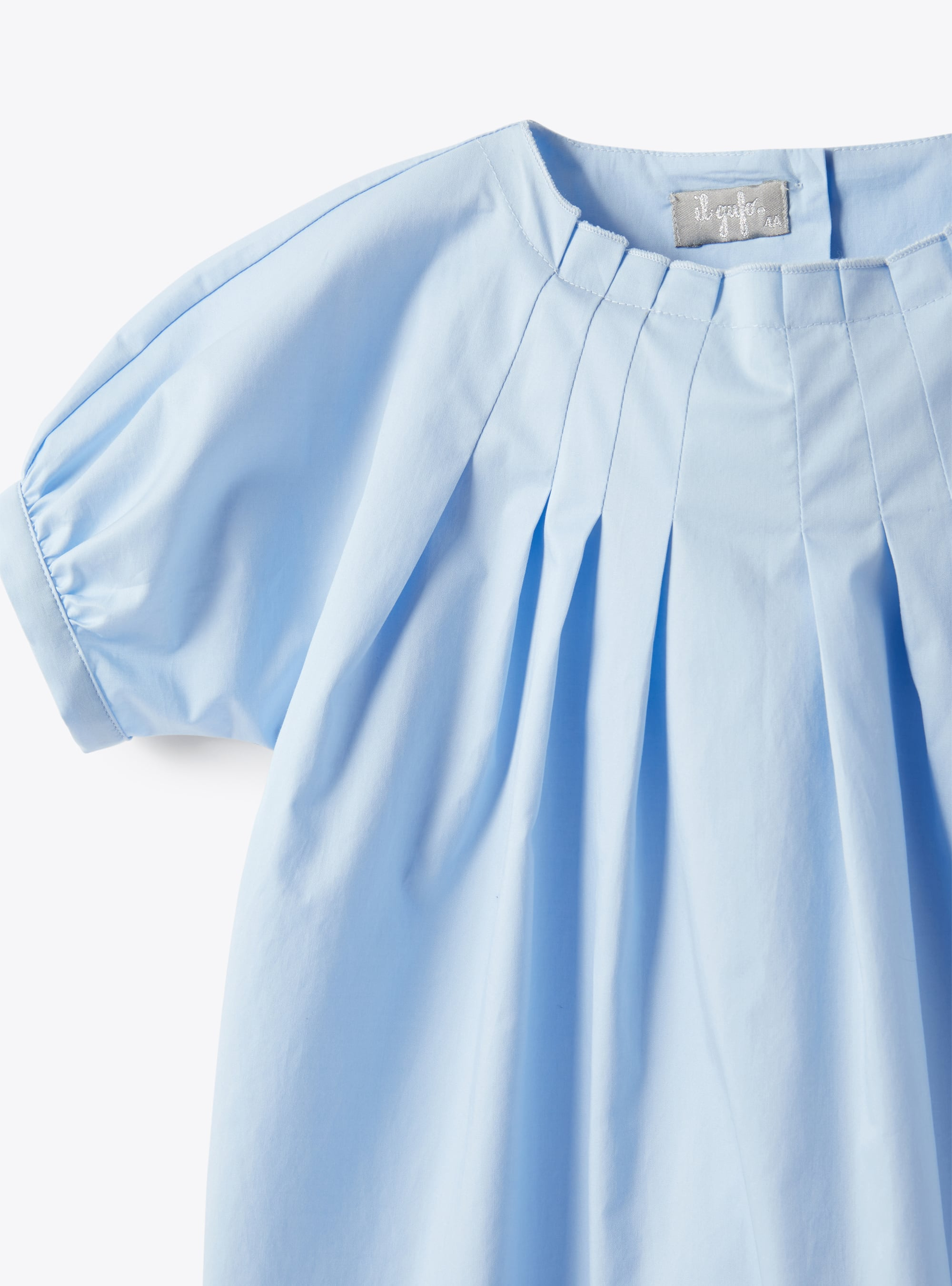 Robe en satin de coton stretch - Bleu clair | Il Gufo