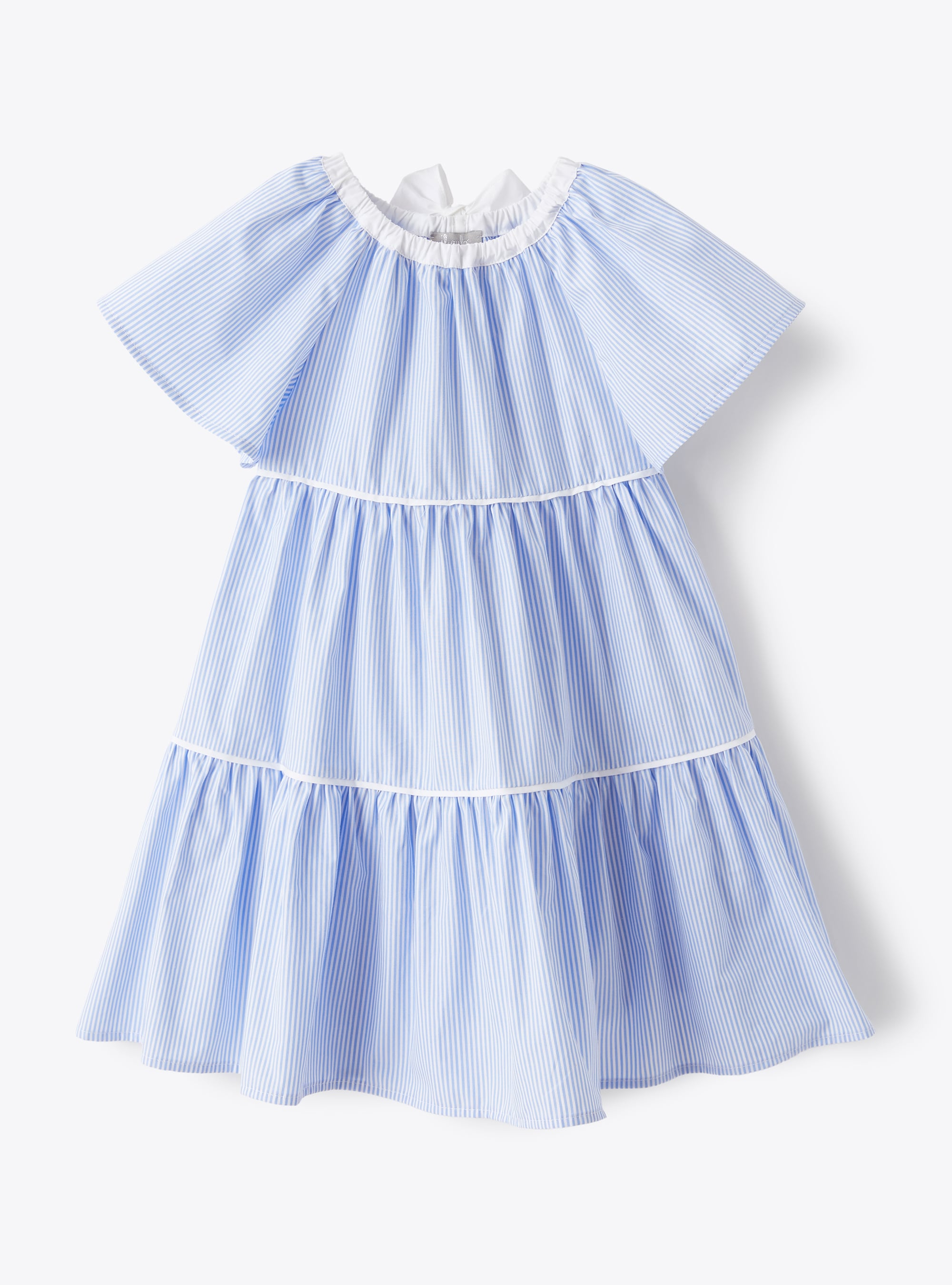 Tiered dress in a light-blue stripe - Light blue | Il Gufo