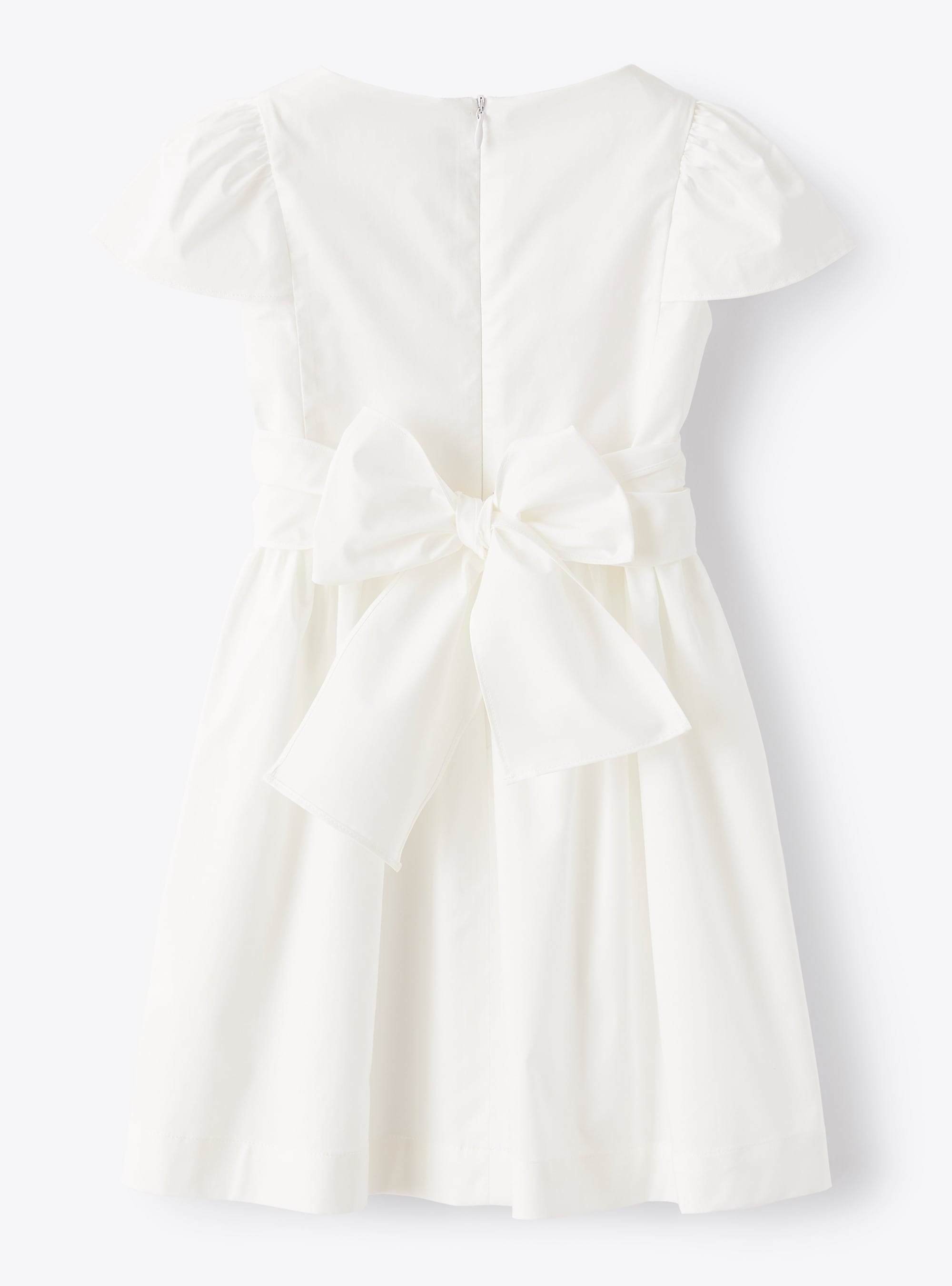 Vestito in raso di cotone con fiocco - Bianco | Il Gufo
