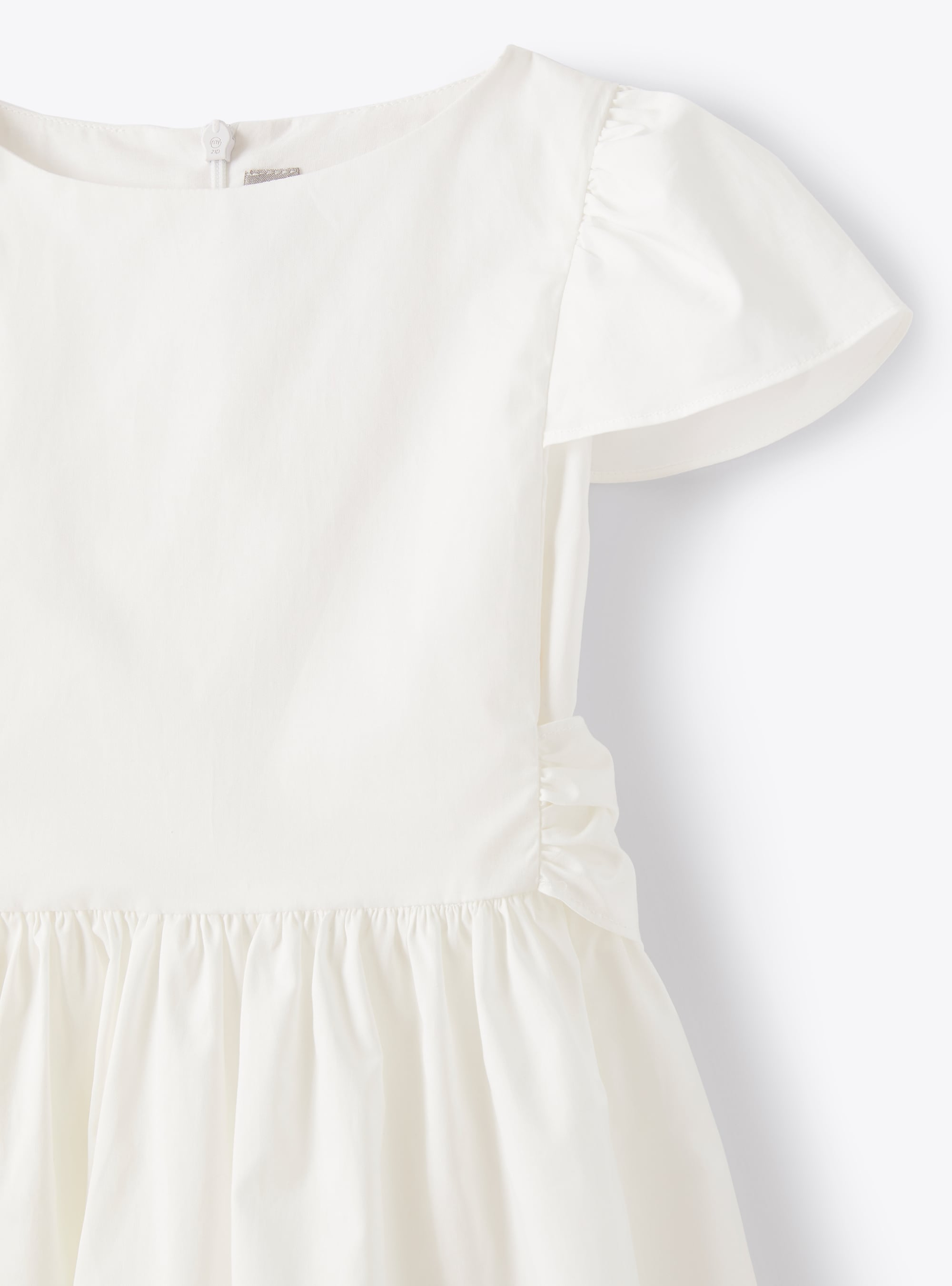Sateen dress with bow - White | Il Gufo
