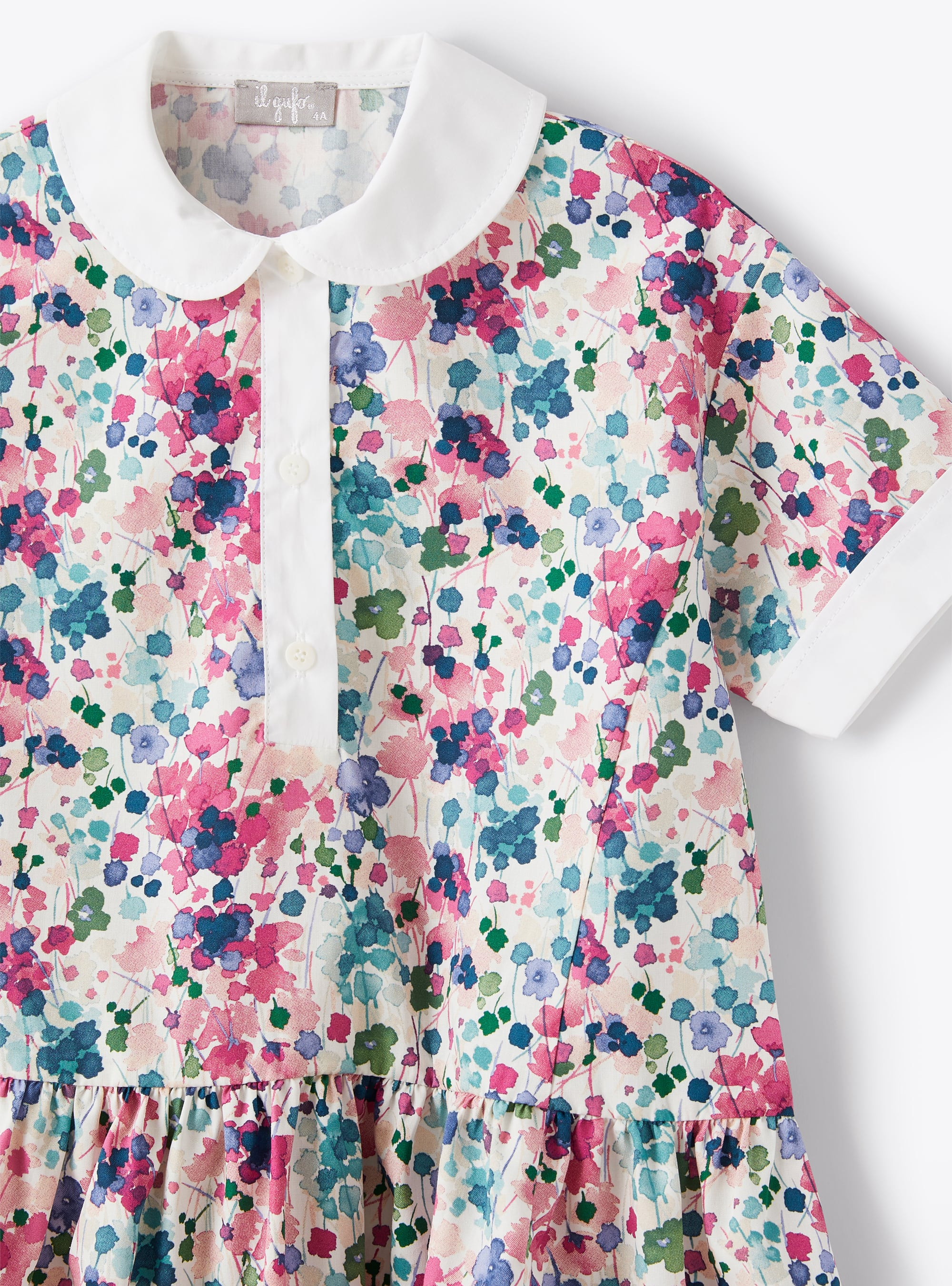 Dress in a multi-coloured floral pattern - Fuchsia | Il Gufo