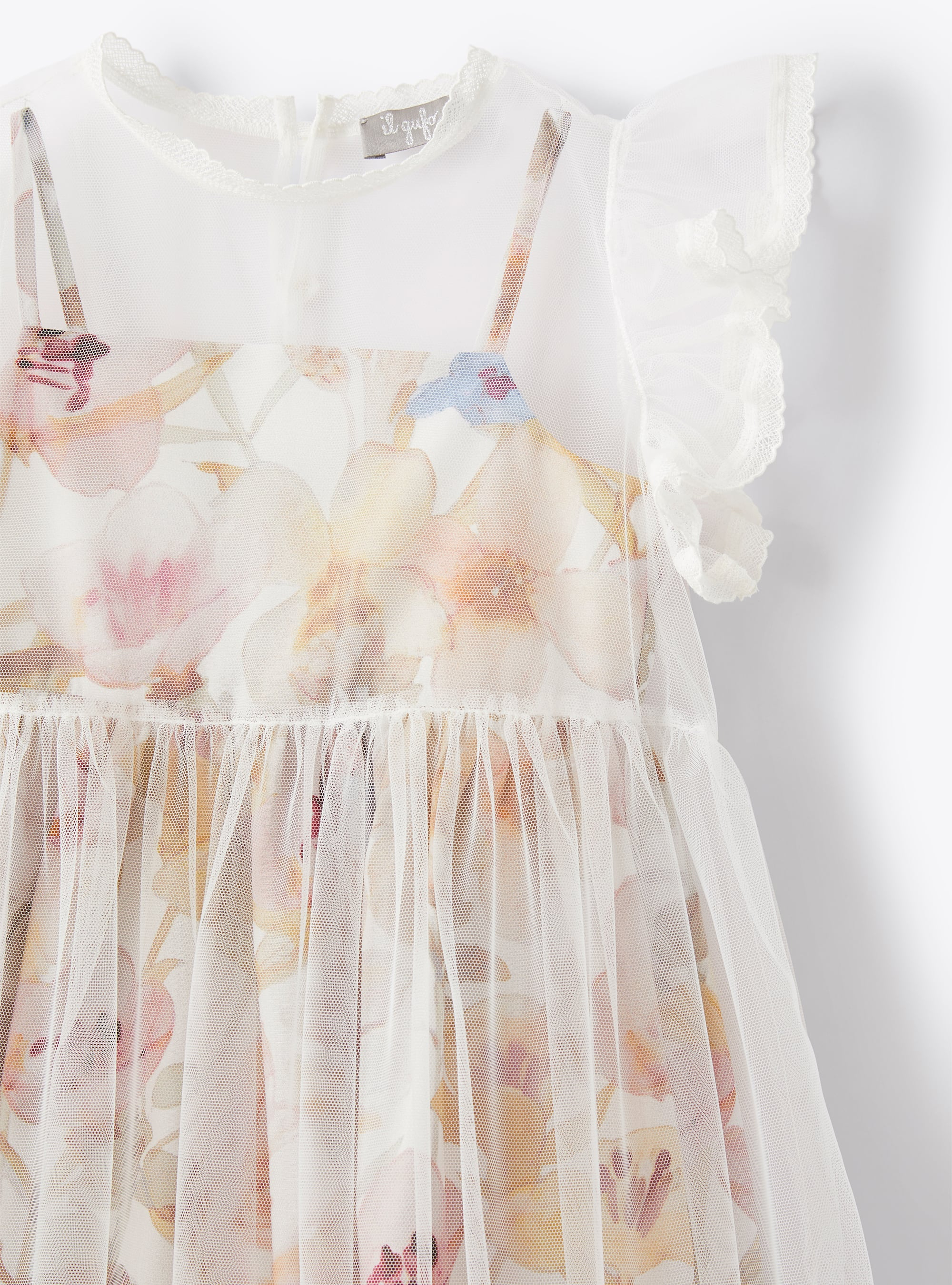 Robe en tulle blanche avec fleurs - Blanc | Il Gufo