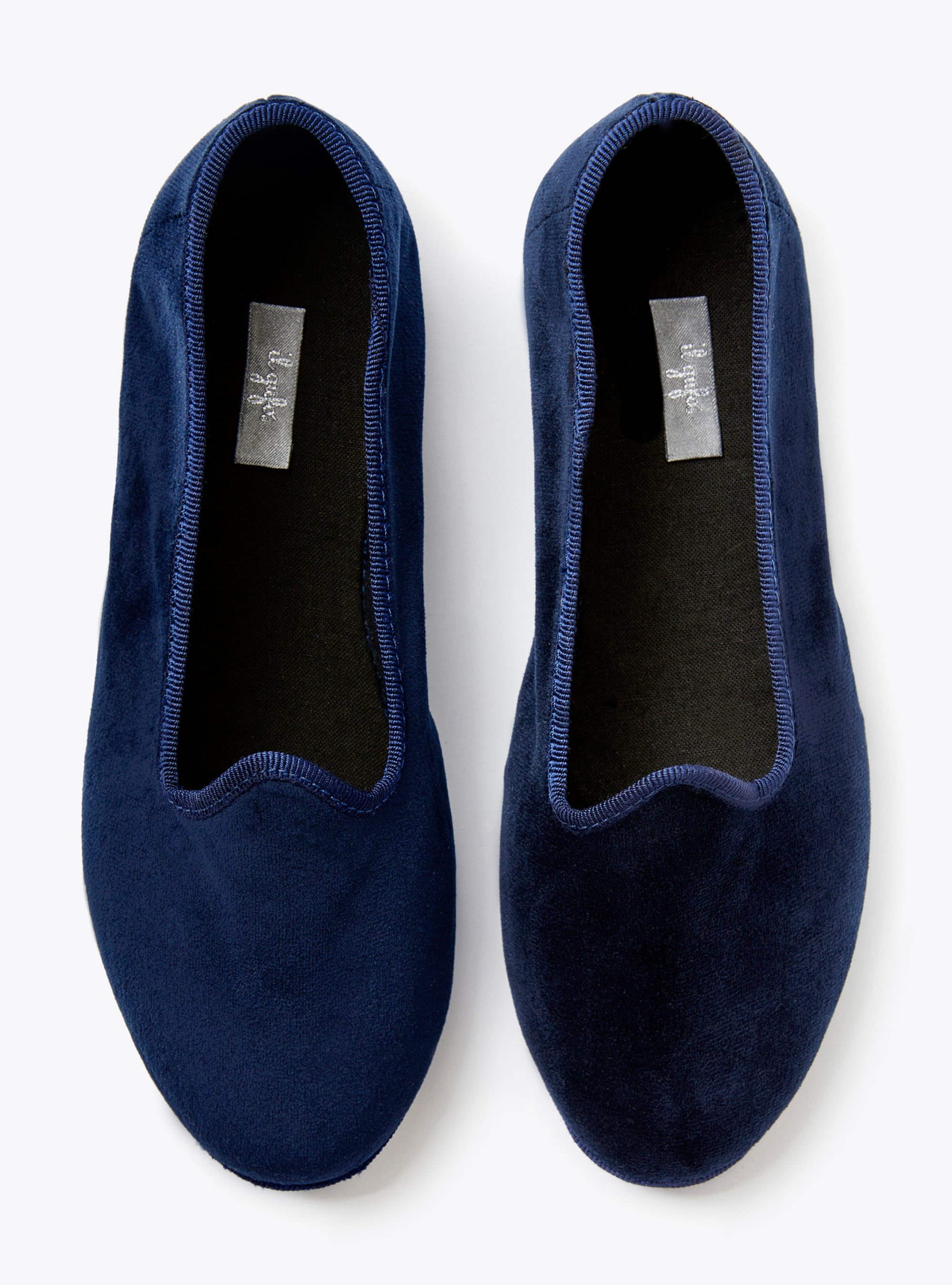 Slippers en velours bleu - Bleu | Il Gufo