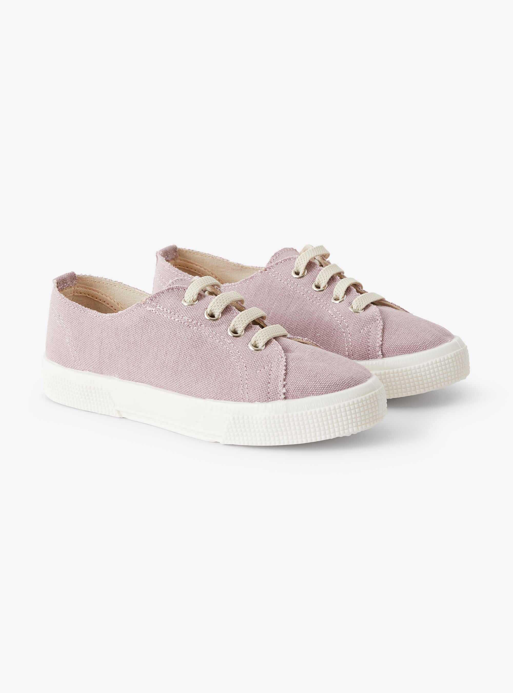 Sneaker in lilac canvas with laces - Pink | Il Gufo