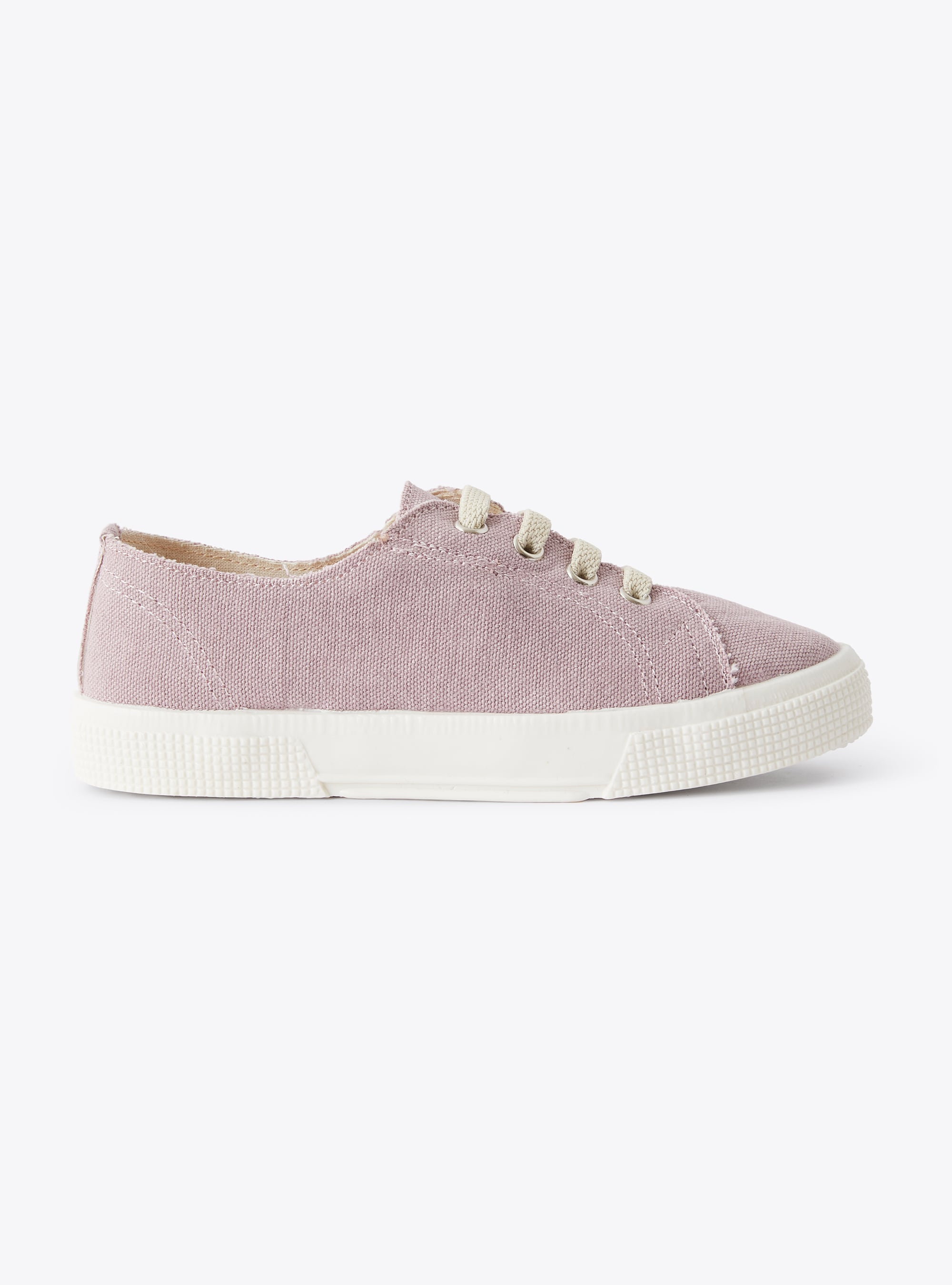 Sneaker in lilac canvas with laces - Pink | Il Gufo