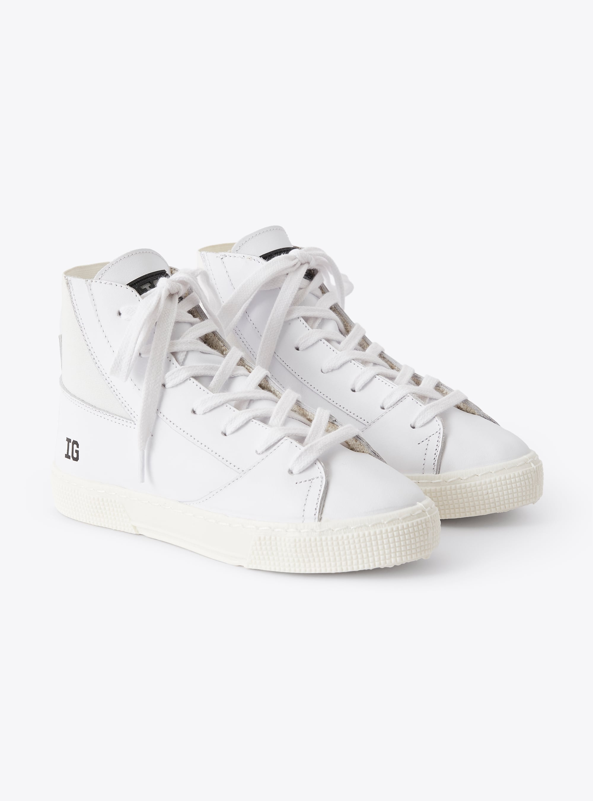 High-top IG sneaker in white leather - White | Il Gufo