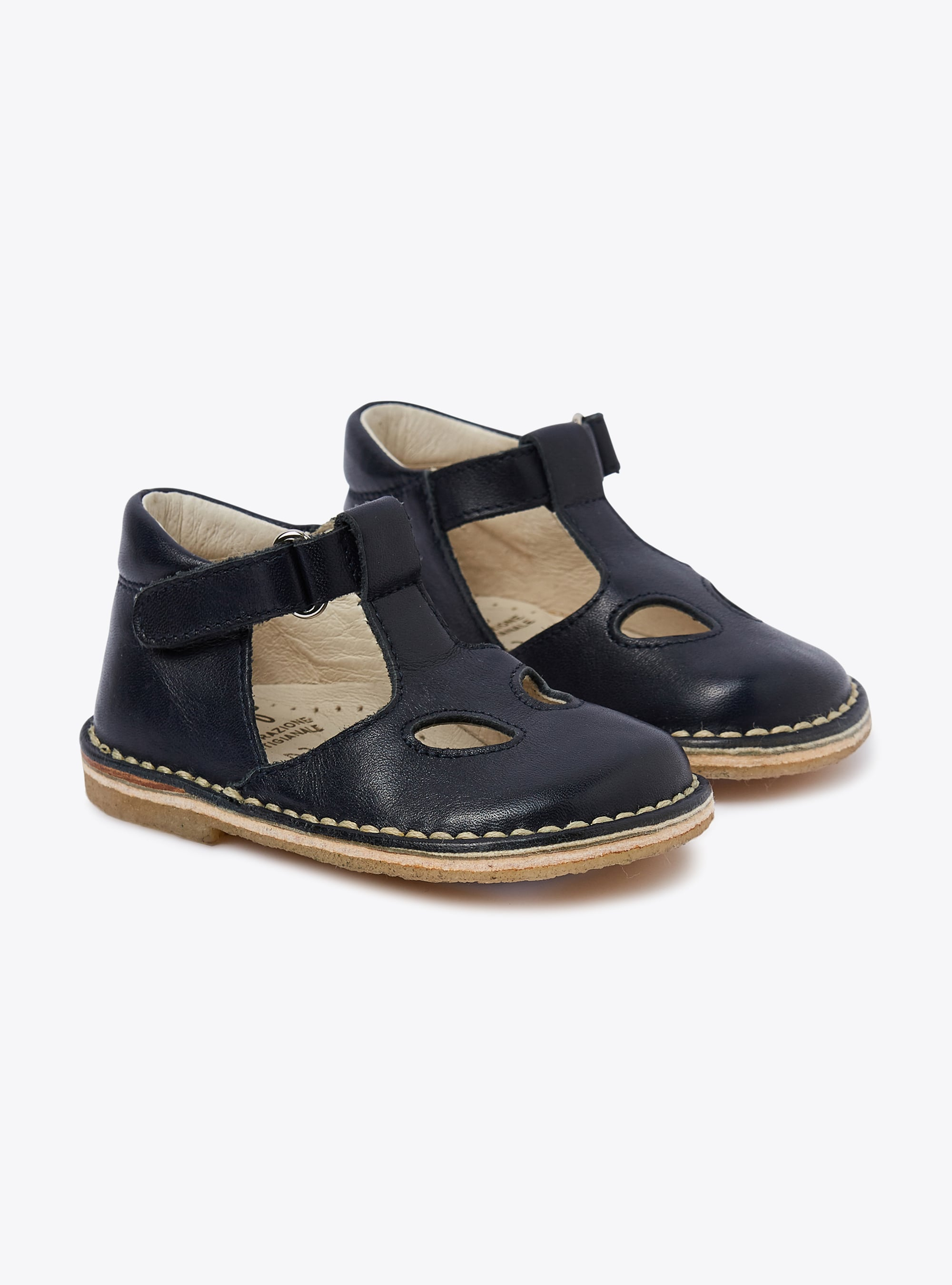 Sandales en cuir bleues avec deux trous - Chaussures - Il Gufo