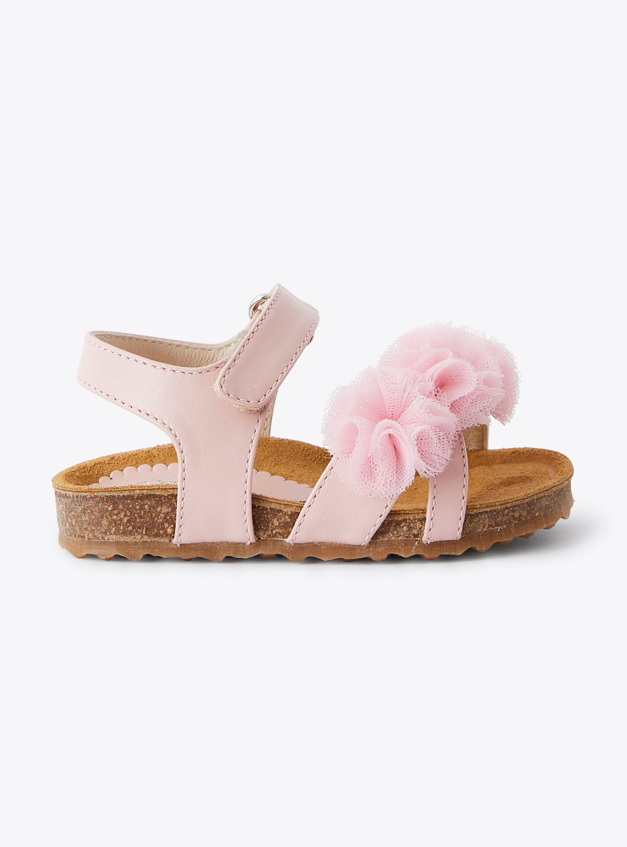 Sandal with tulle flowers in pink - Pink | Il Gufo