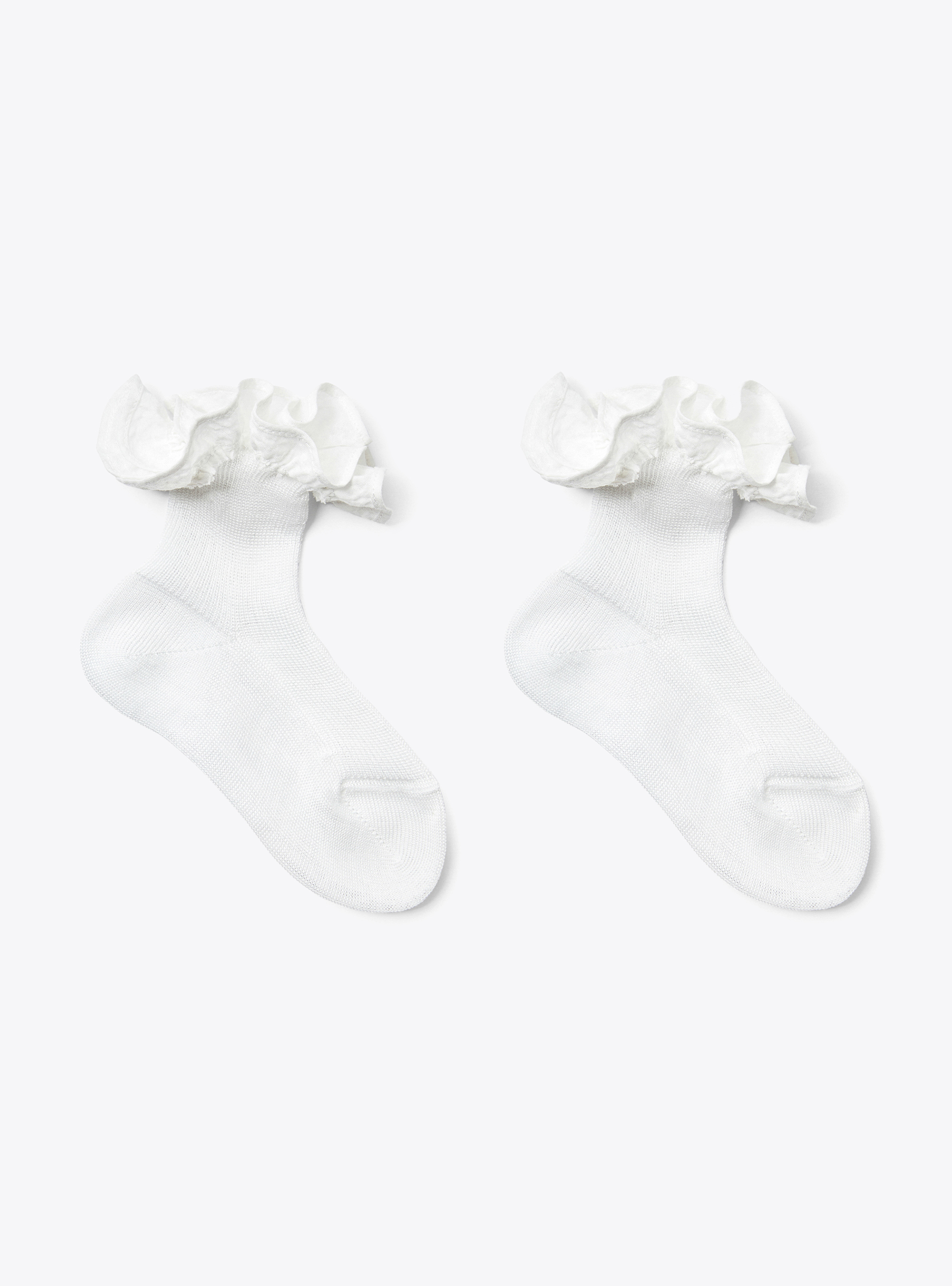 Socks in cotton lisle with ruffles - White | Il Gufo