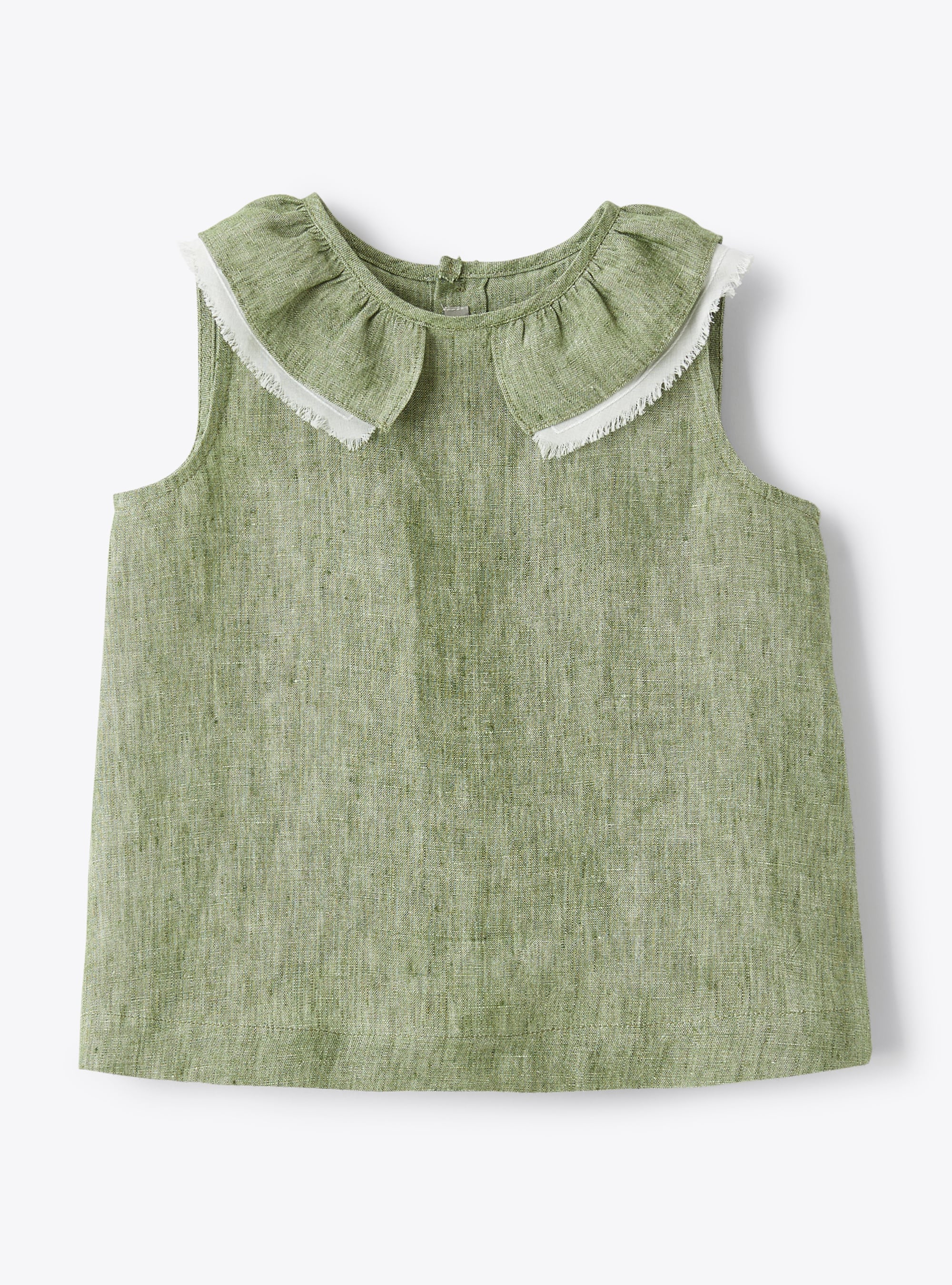 Top in sage-green mélange linen - Green | Il Gufo