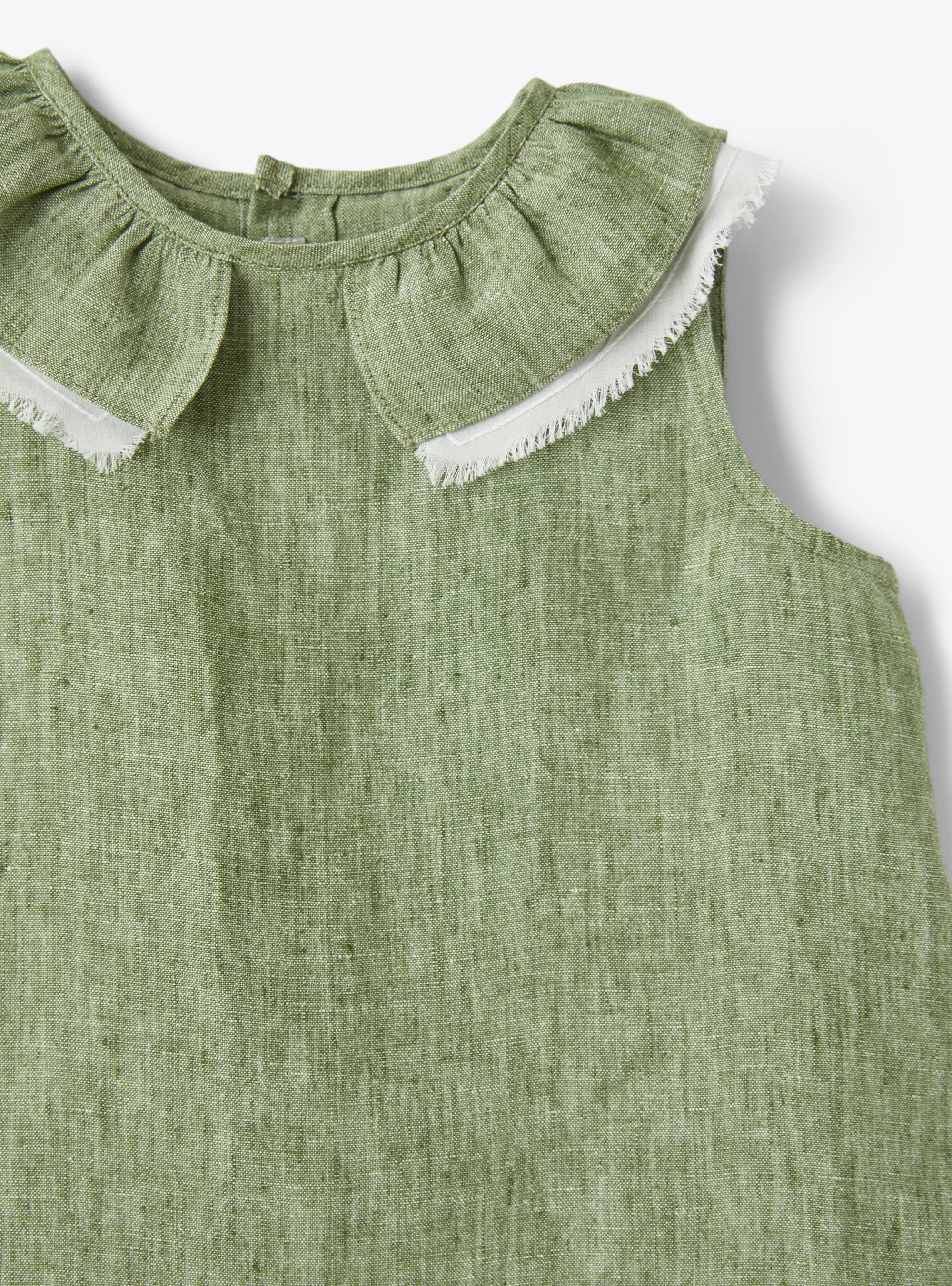 Top in sage-green mélange linen - Green | Il Gufo