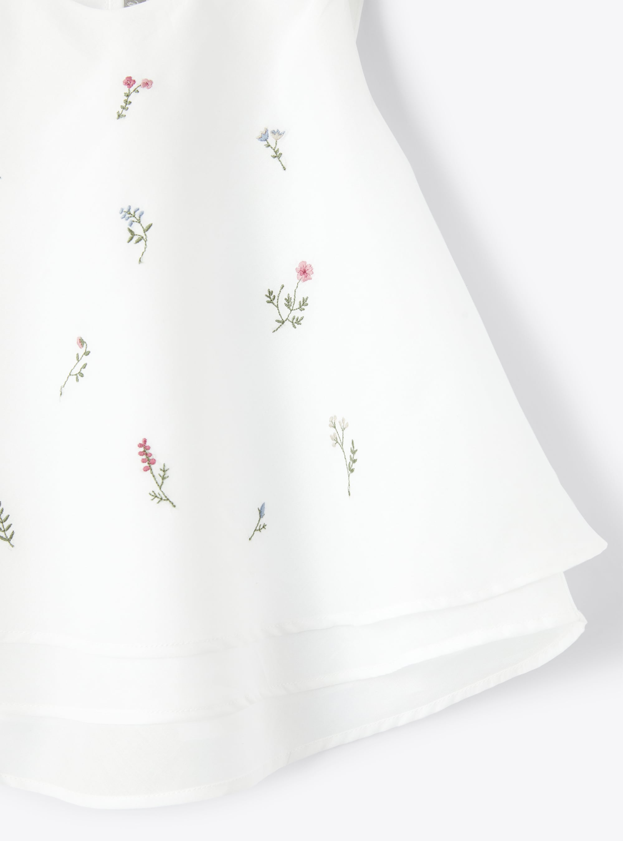 Top in cotton voile with floral embroidery - White | Il Gufo