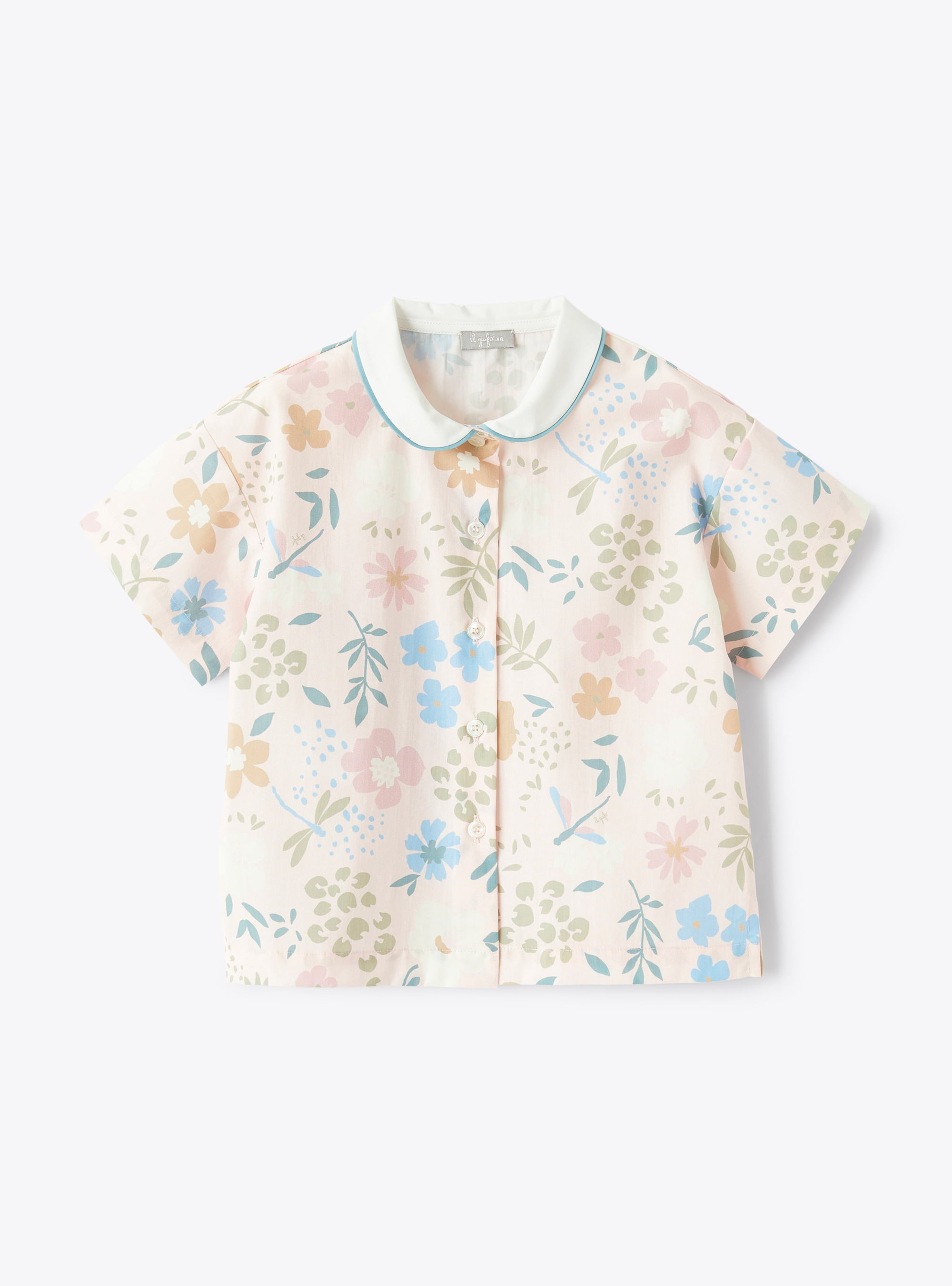 Cotton shirt with pink-dragonfly print - Shirts - Il Gufo