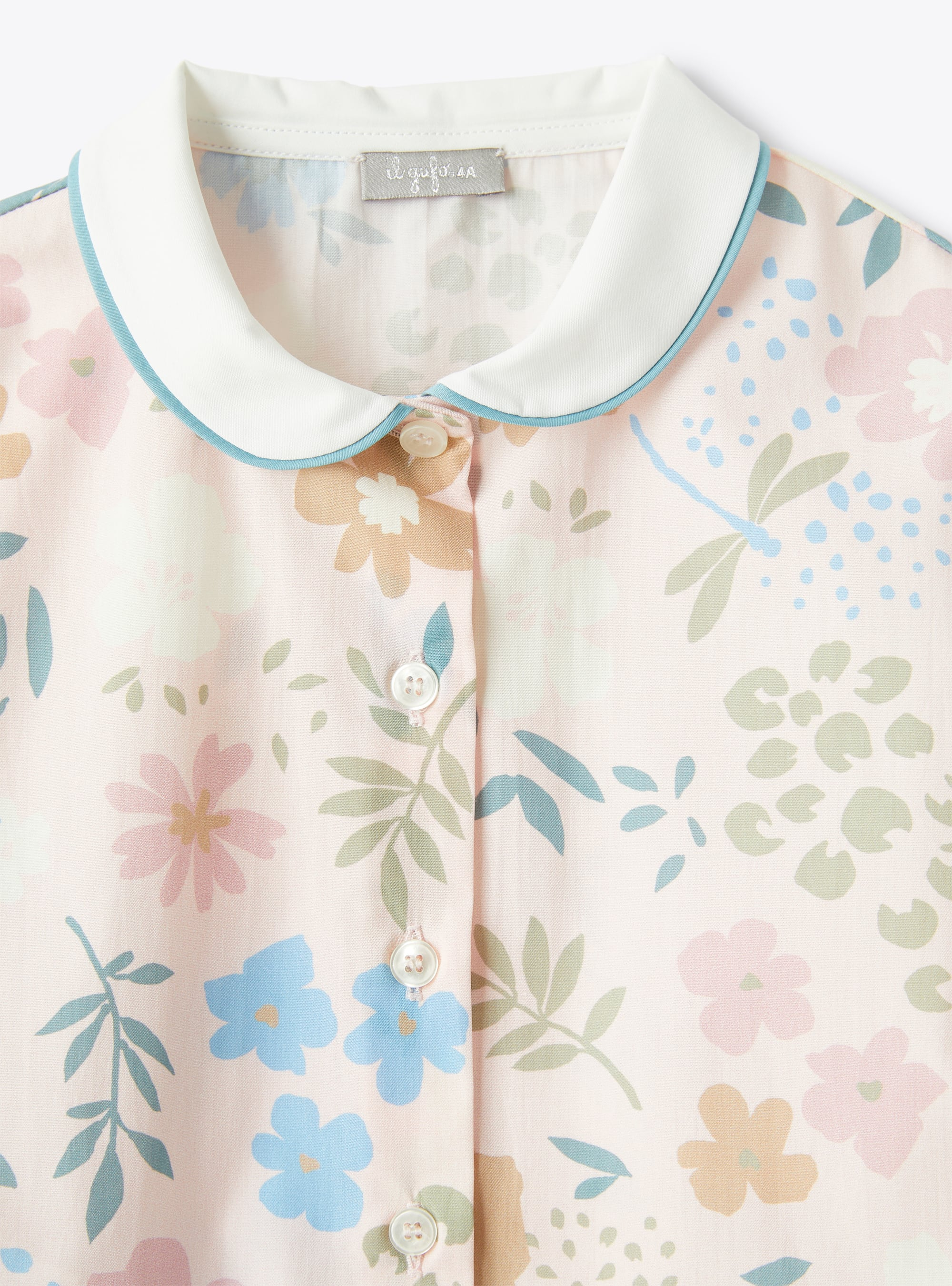 Cotton shirt with pink-dragonfly print - Pink | Il Gufo