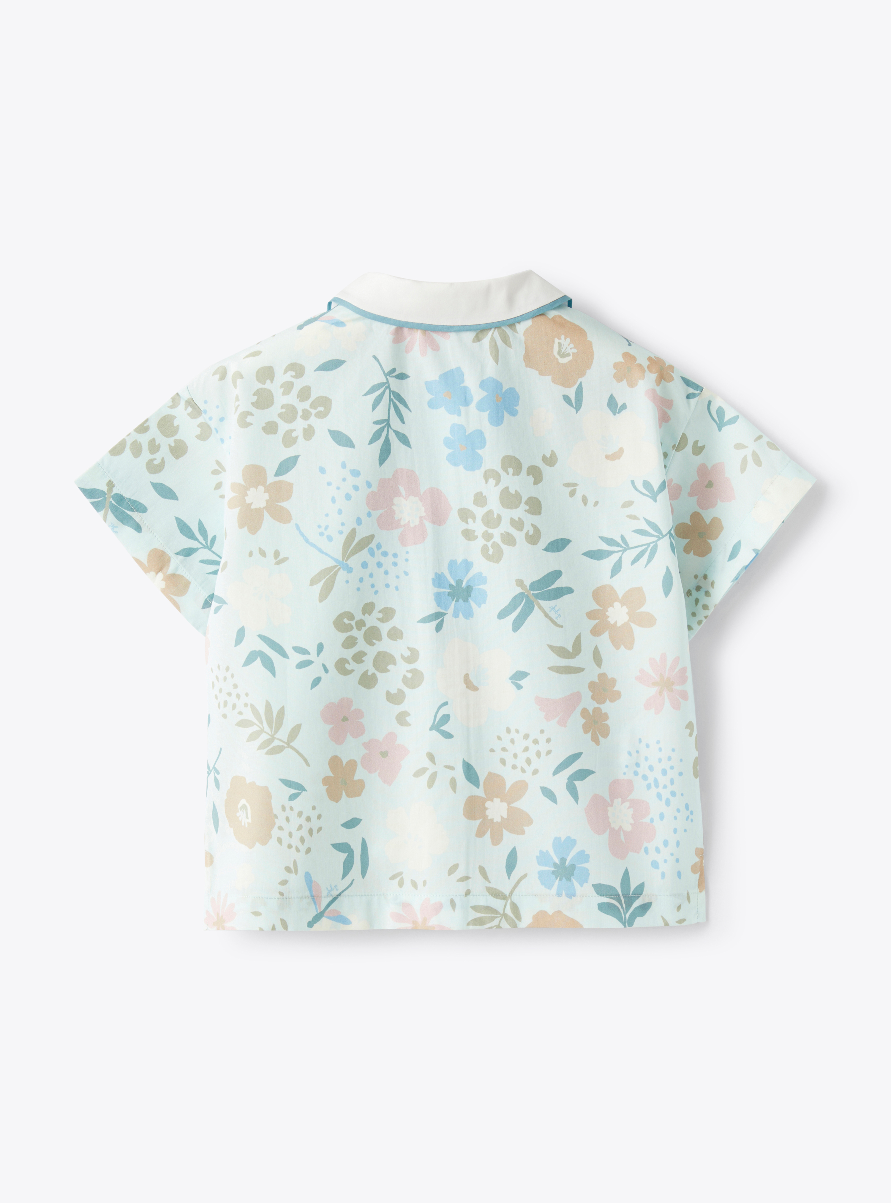 Хлопковая рубашка цвета воды с принтом в виде стрекоз - Коричневый | Il Gufo