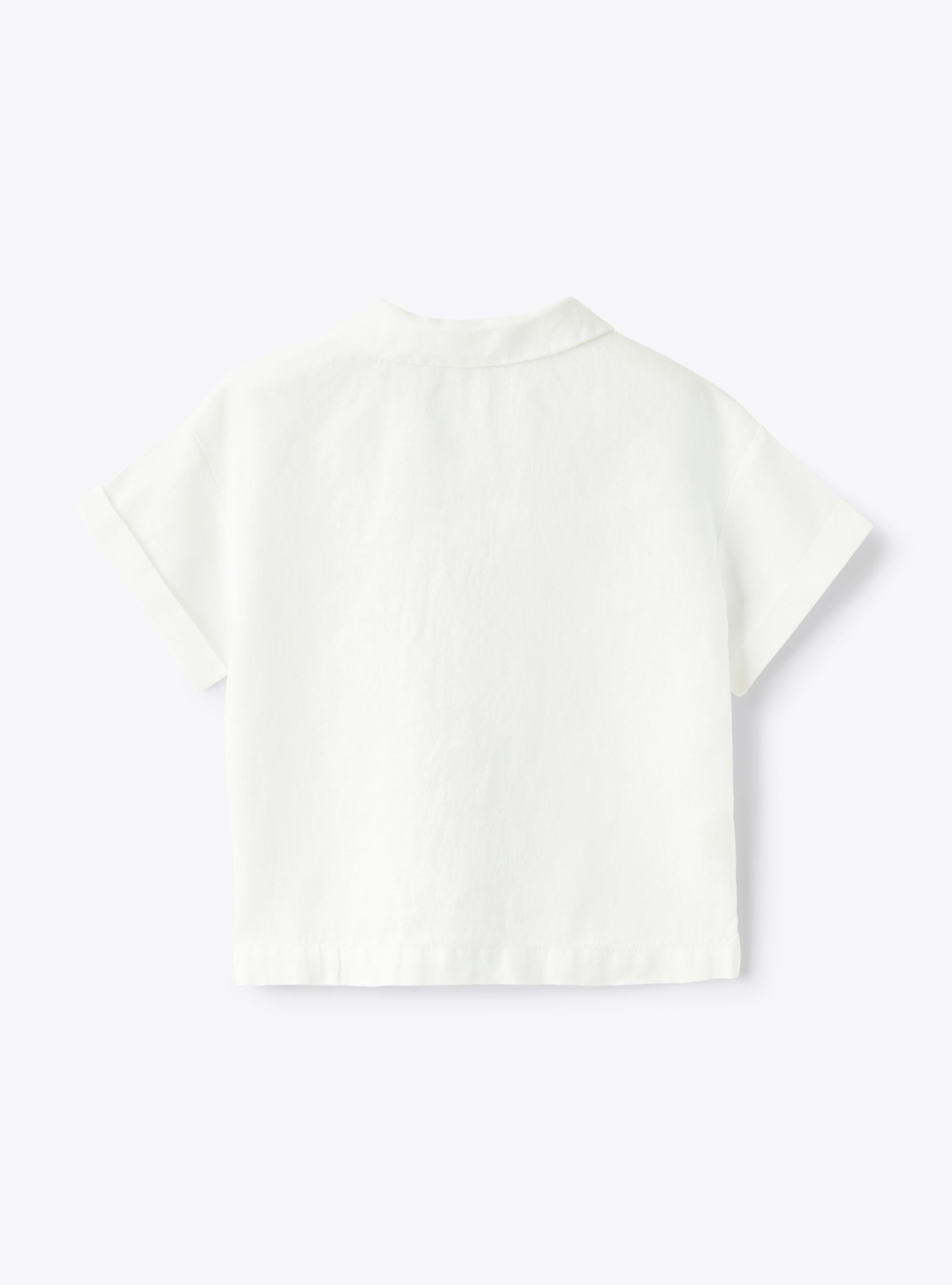 Shirt in white garment-dyed linen - White | Il Gufo