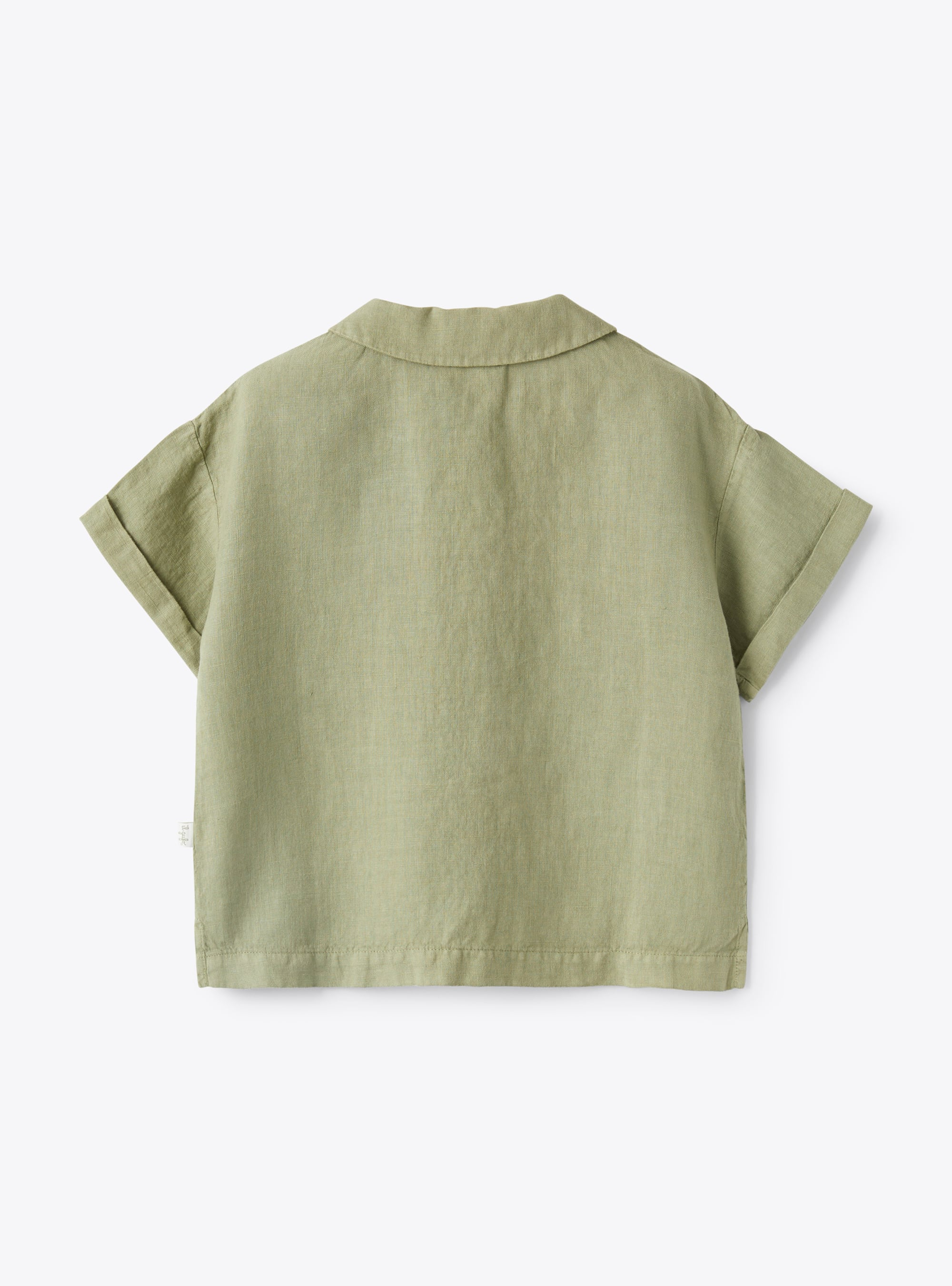 Shirt in sage-green garment-dyed linen - Green | Il Gufo
