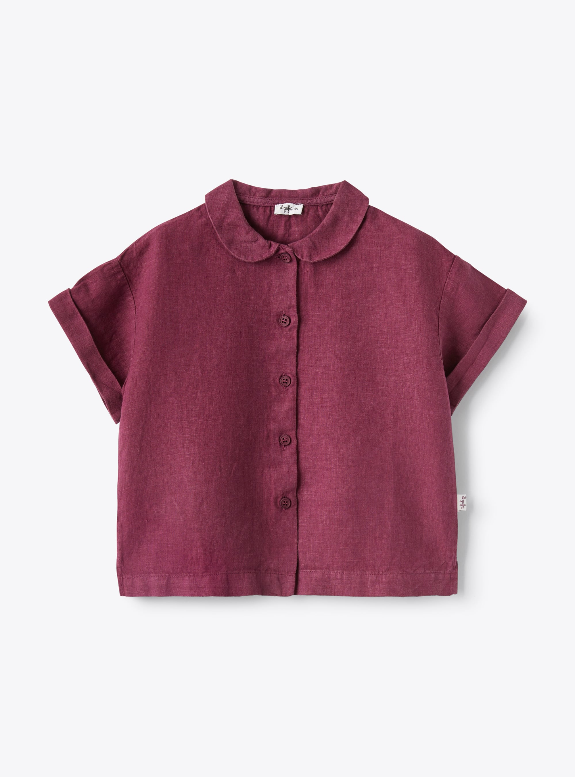 Shirt in onion-purple garment-dyed linen | Il Gufo
