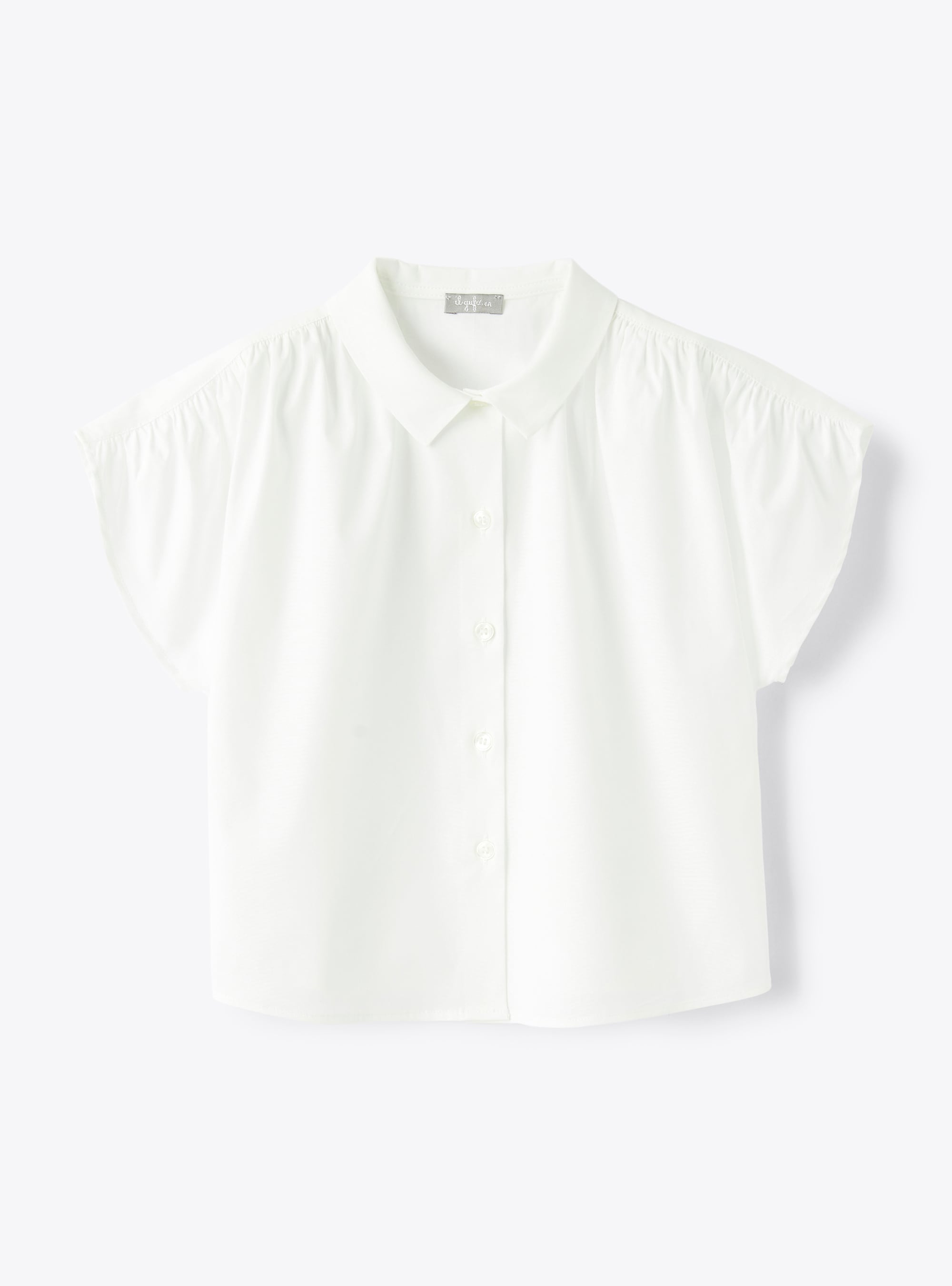 Bluse aus weißem Stretch-Popeline - Weiss | Il Gufo