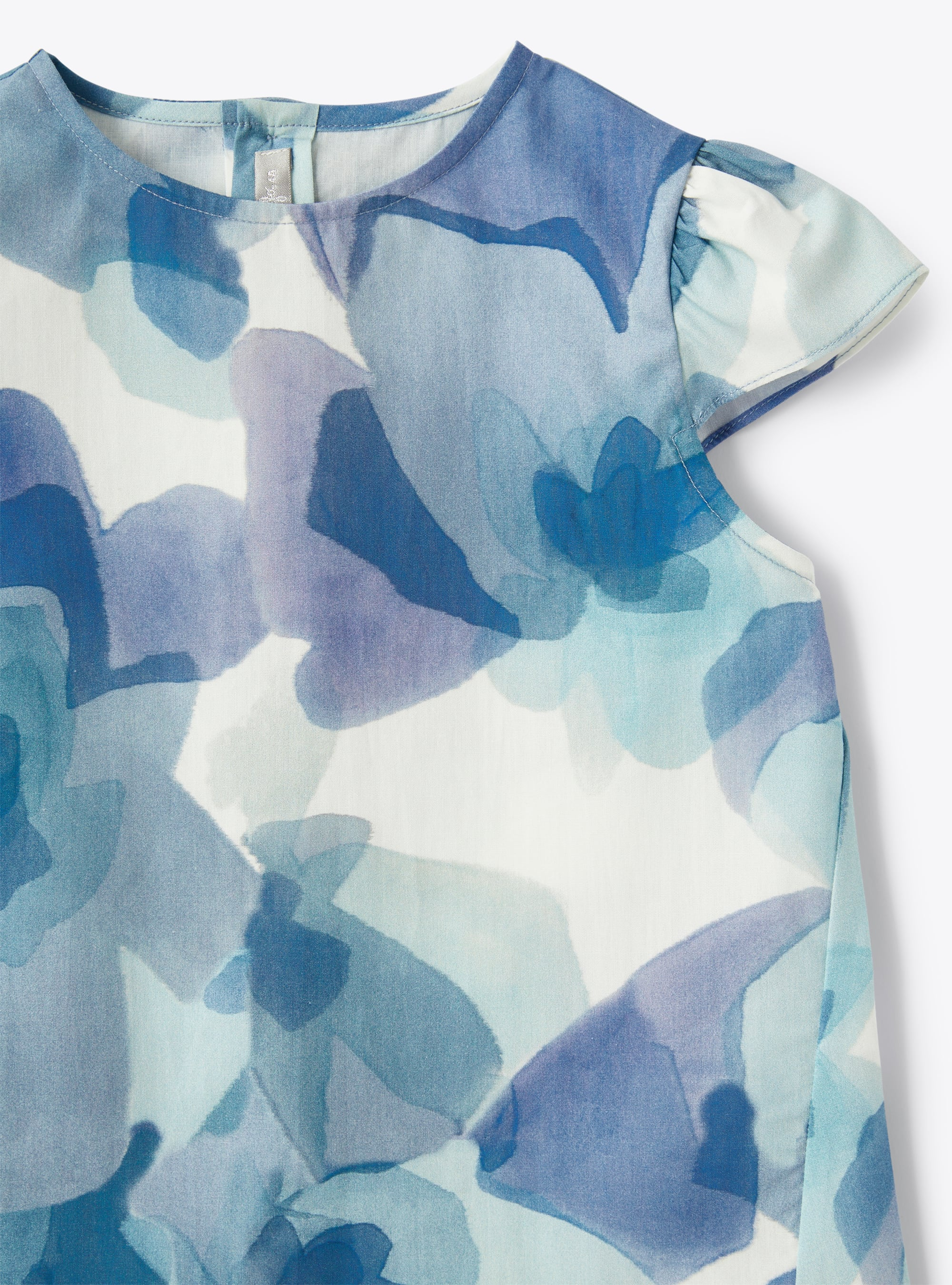 Camicia in cotone con stampa esclusiva a fiori - Azzurro | Il Gufo