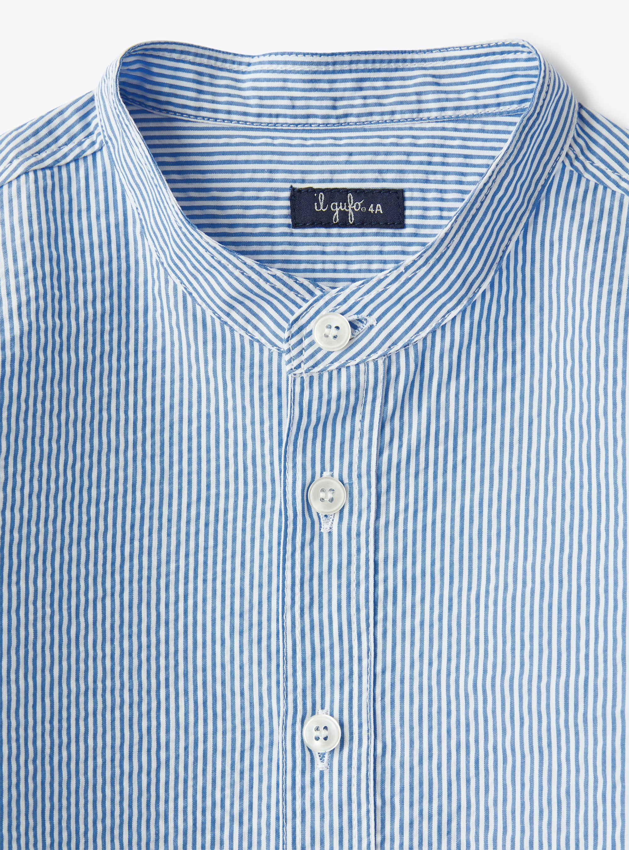 Рубашка из сирсакера в полоску с воротником-стойкой - Коричневый | Il Gufo