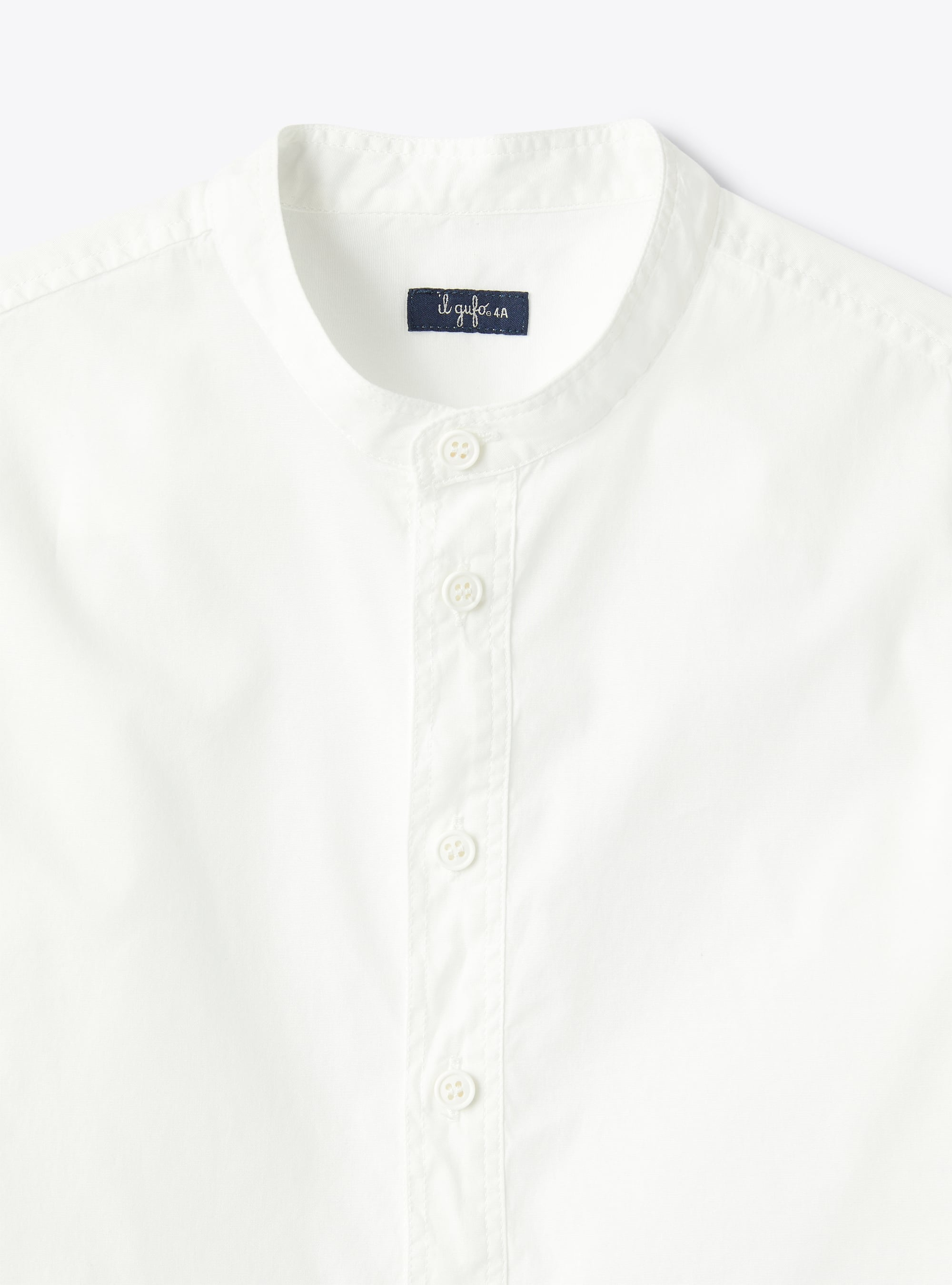 Koreanisches Hemd aus weißem Popeline - Weiss | Il Gufo