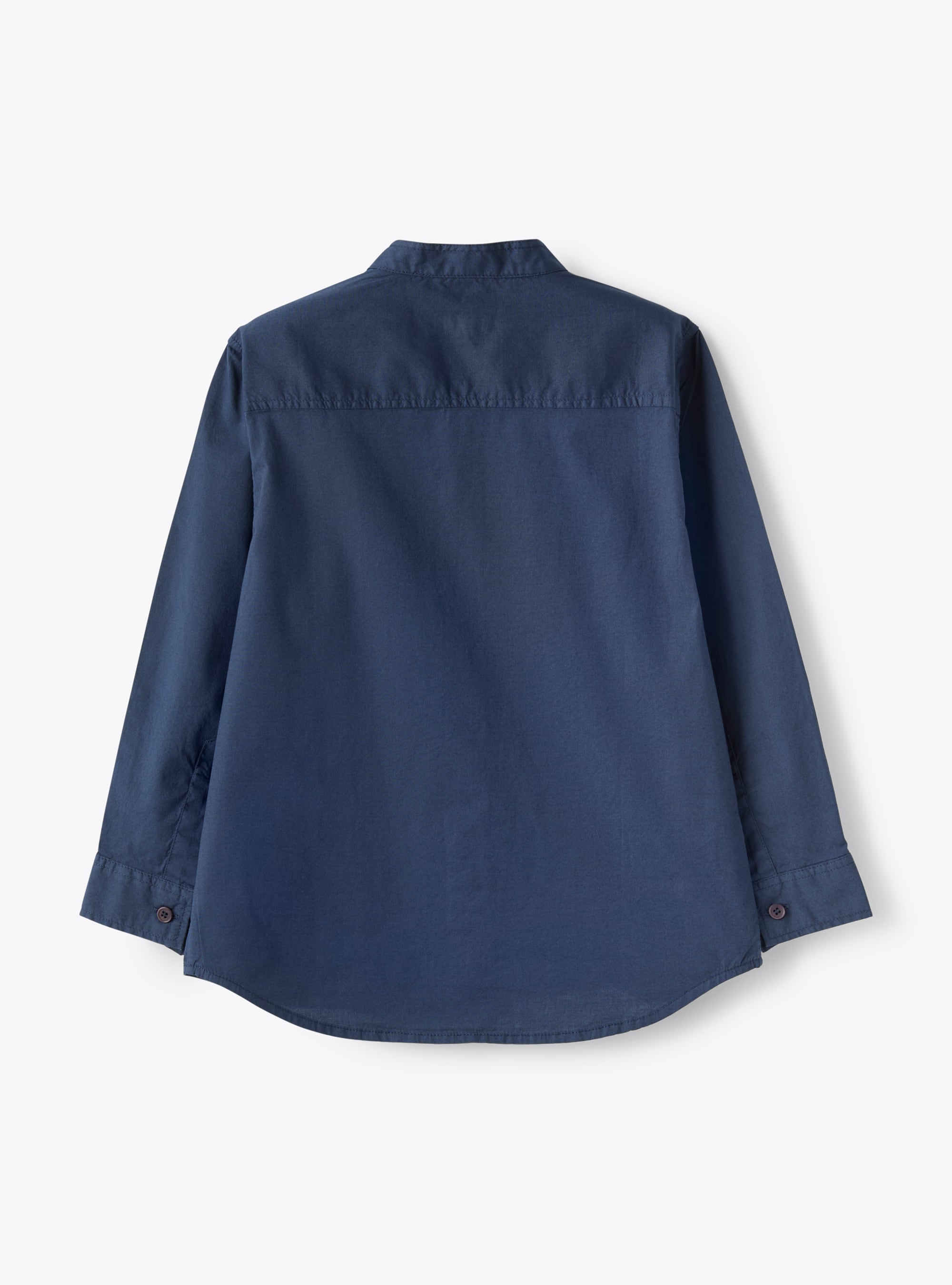 Mandarin collar shirt in poplin - Blue | Il Gufo