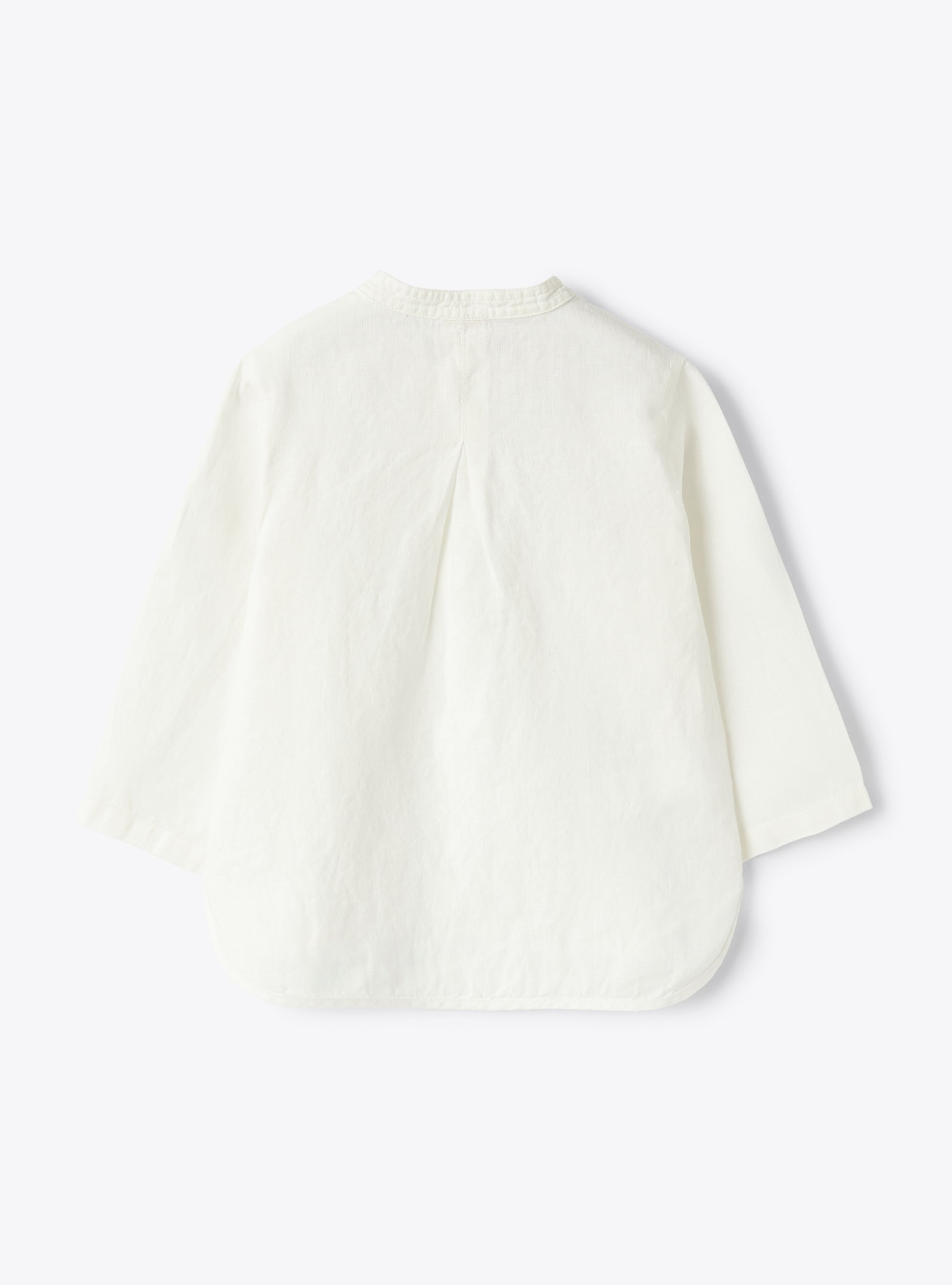 Baby boys’ mandarin-collar shirt in white linen - White | Il Gufo