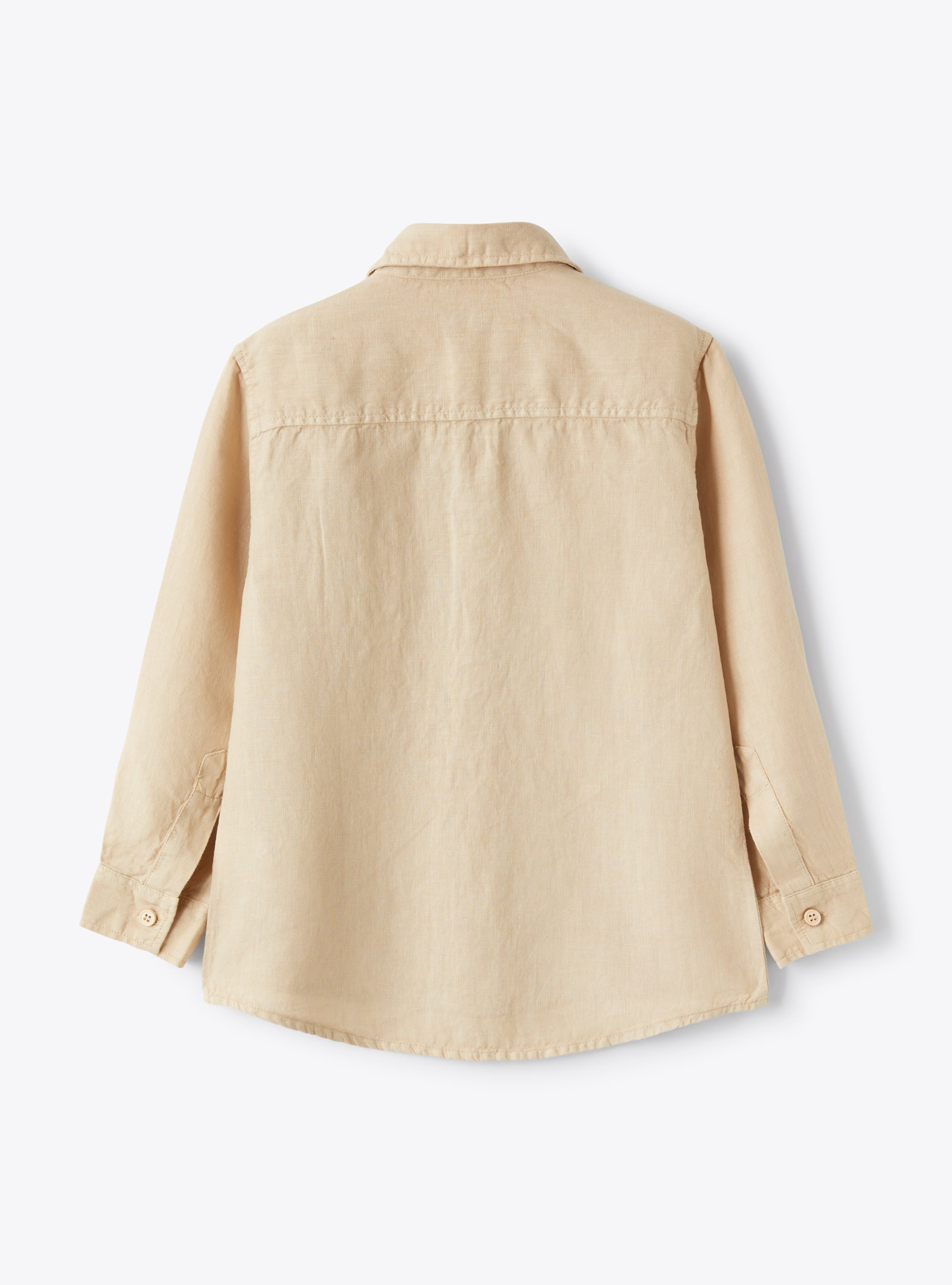 Camicia regular fit in lino bianco - Marrone | Il Gufo