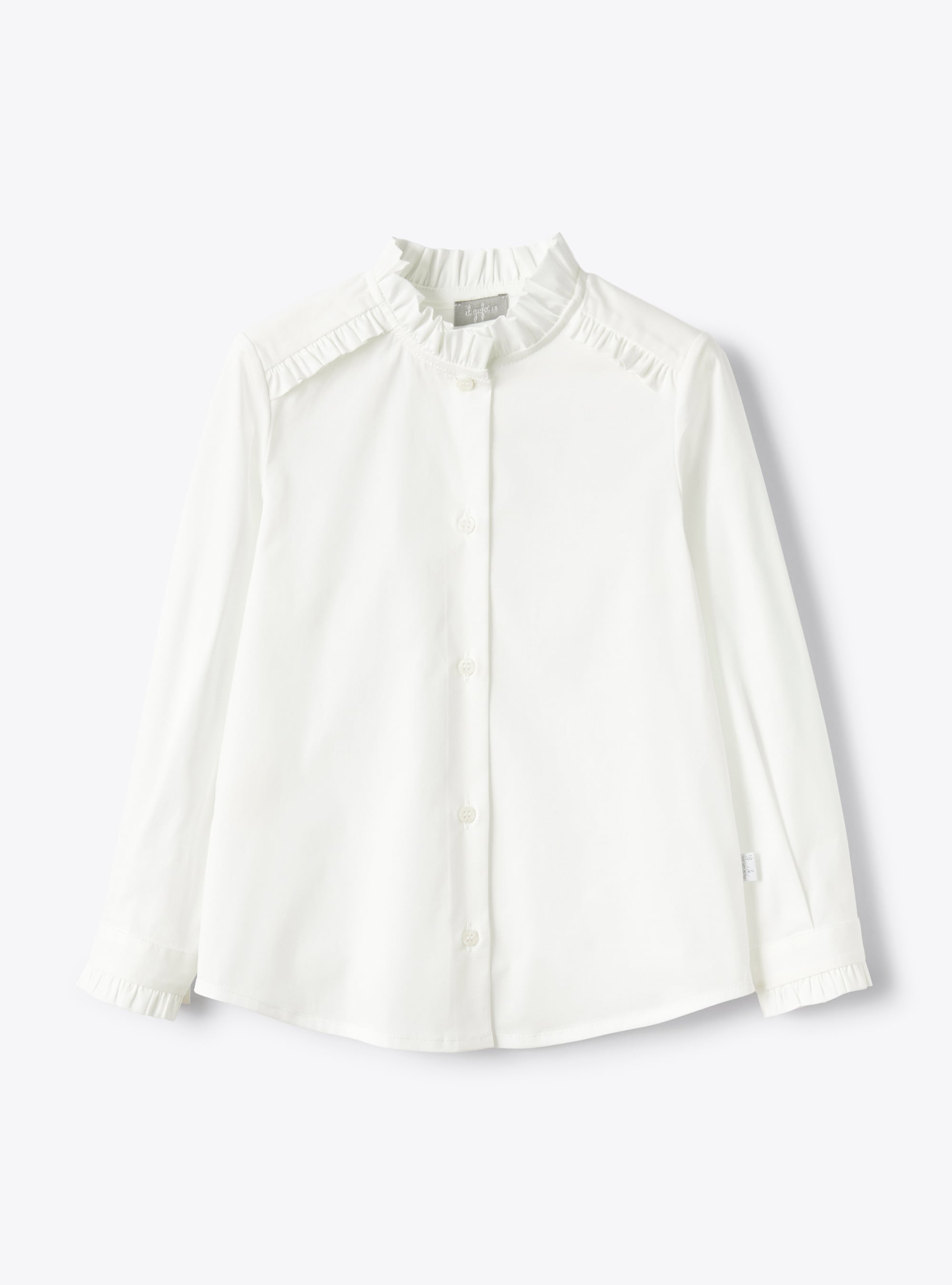 Shirt in stretchy poplin - White | Il Gufo
