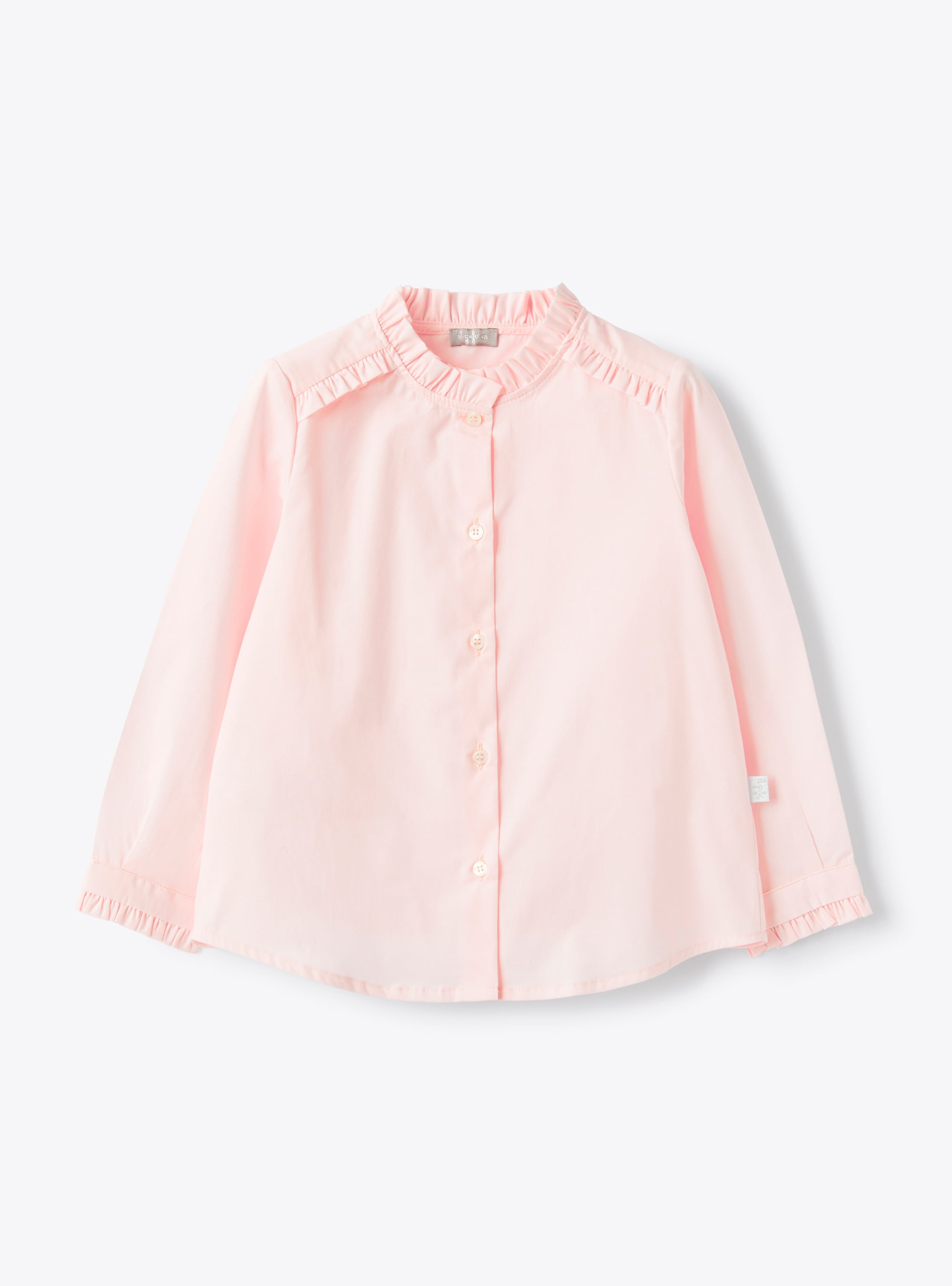 Bluse aus rosa Stretch-Popeline - Rose | Il Gufo