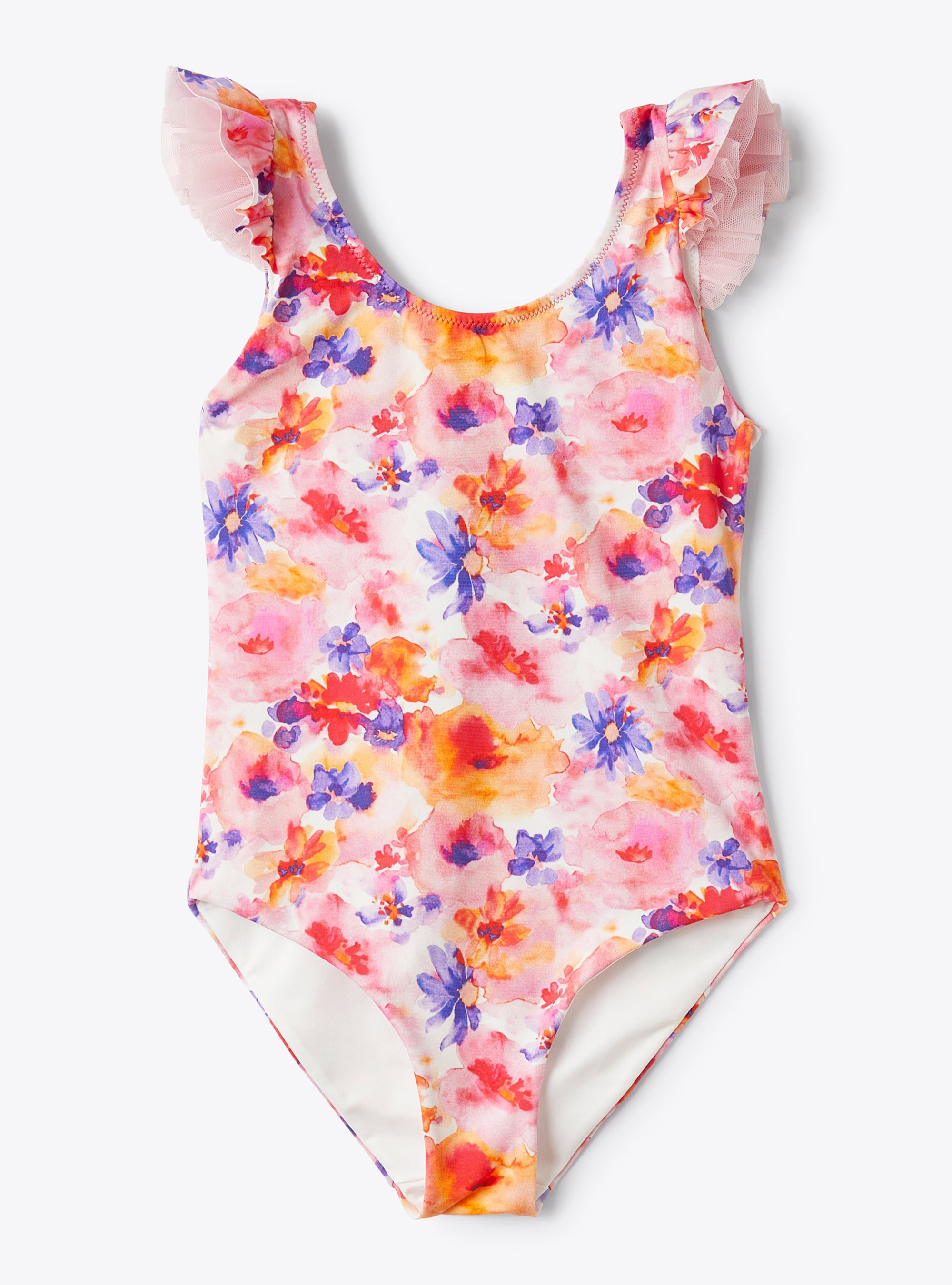 One-piece swimsuit with printed flower pattern - White | Il Gufo